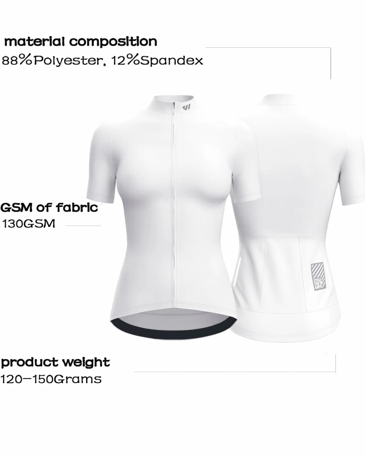 Lo.gas Maillot Cyclisme Femme Manches Courtes Respirant Poches Arrière