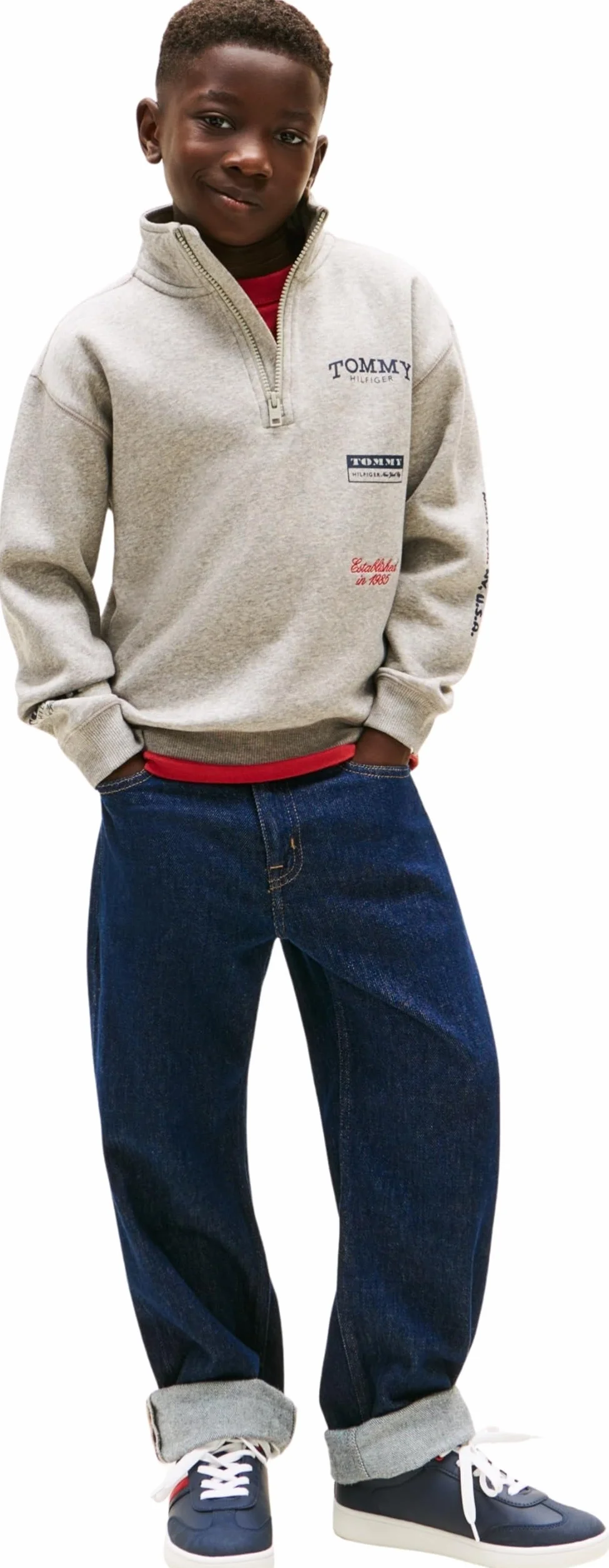 Tommy Hilfiger Multi Print Half Zip Sweatshirt Garçon