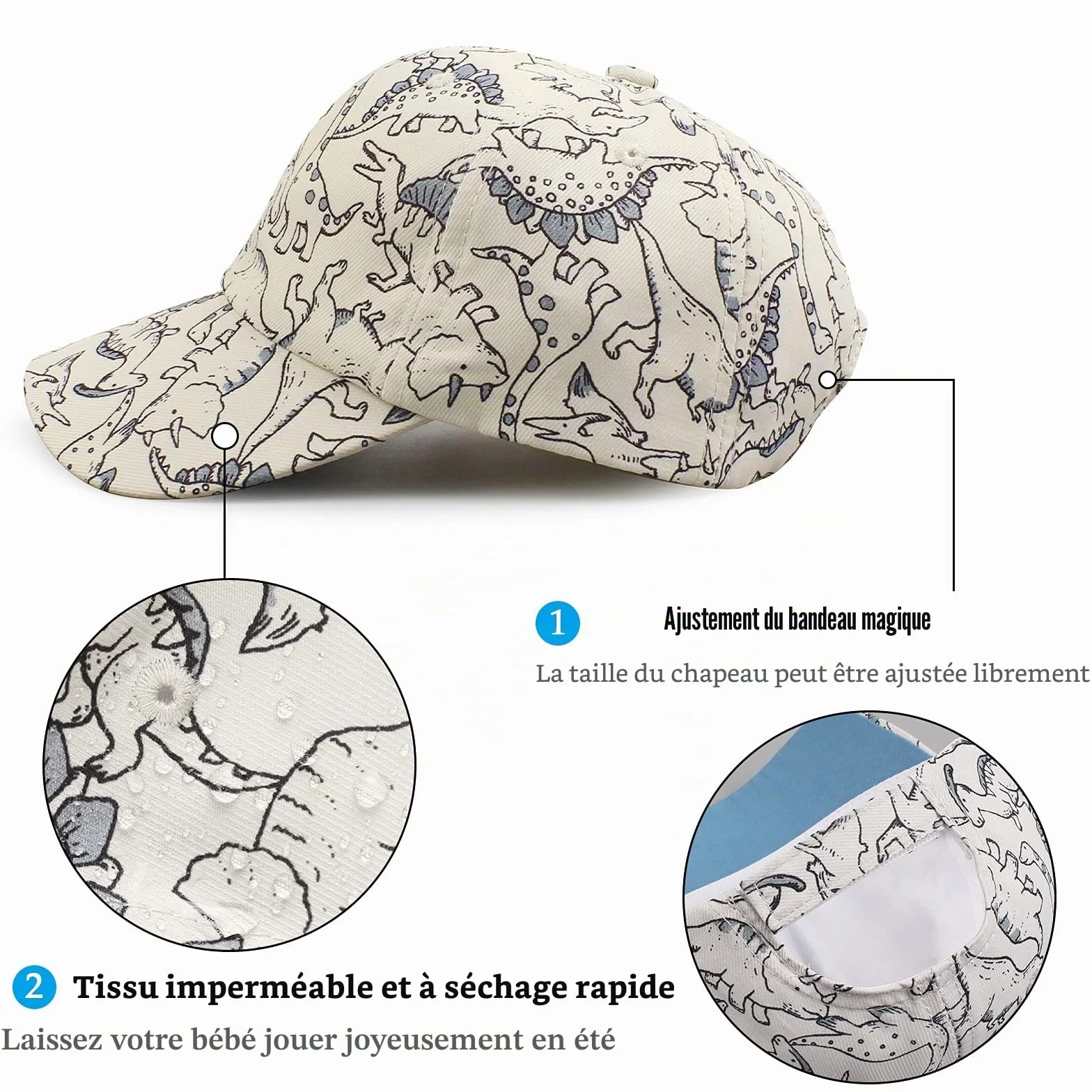 XIAOHAWANG Chapeau De Soleil pour Enfant Dinosaur Casquette De Baseball Été Réglable Garçon Fille