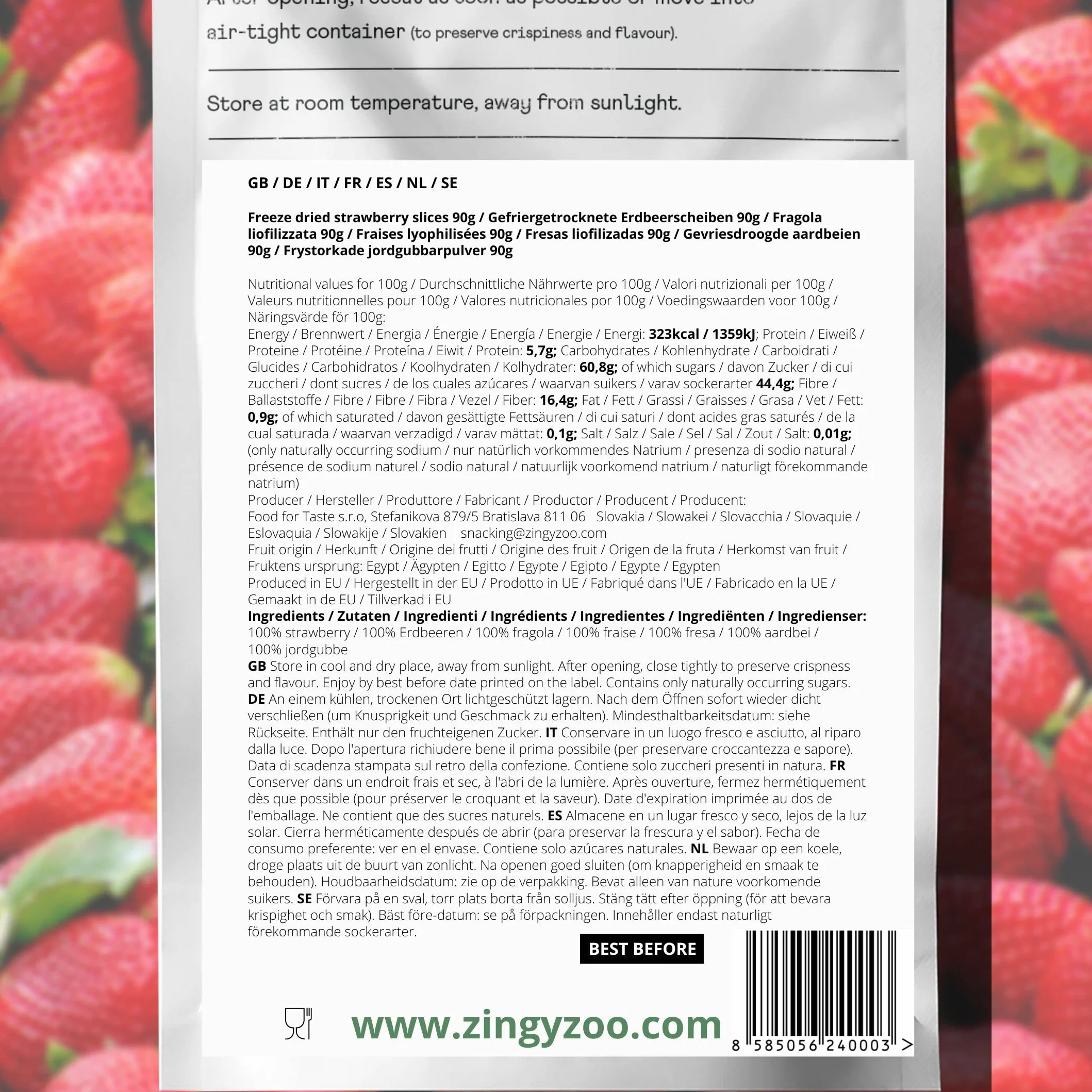 Fraises Fruits Frais Lyophilisée | Naturel Fraise Sechee Freeze Dried Fruit | Fruits Seche Lyophilisateur | Faire un Mélange de Fruits Secs Framboises et Fraise | Gefriergetrocknete Erdbeere (90g)