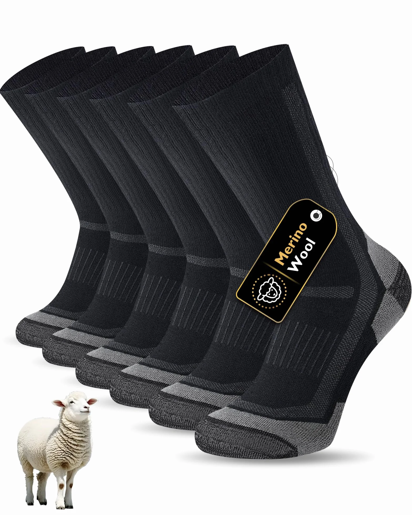 SockWaddles Chaussettes Randonnée Homme Femme Laine Mérinos Respirantes Amortissantes Trekking Course 3 Paires