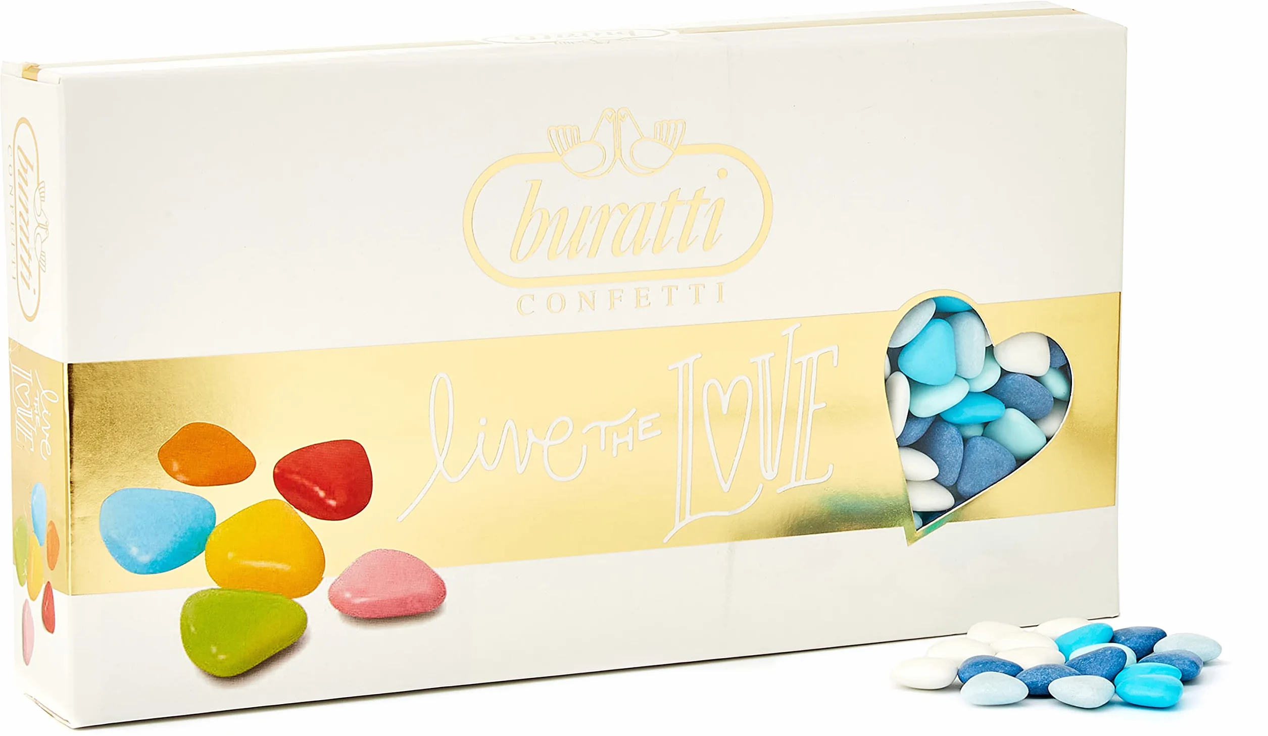 Buratti Confetti Dragees au Chocolat Mini Coeur Ombrè Bleues 1 Kg