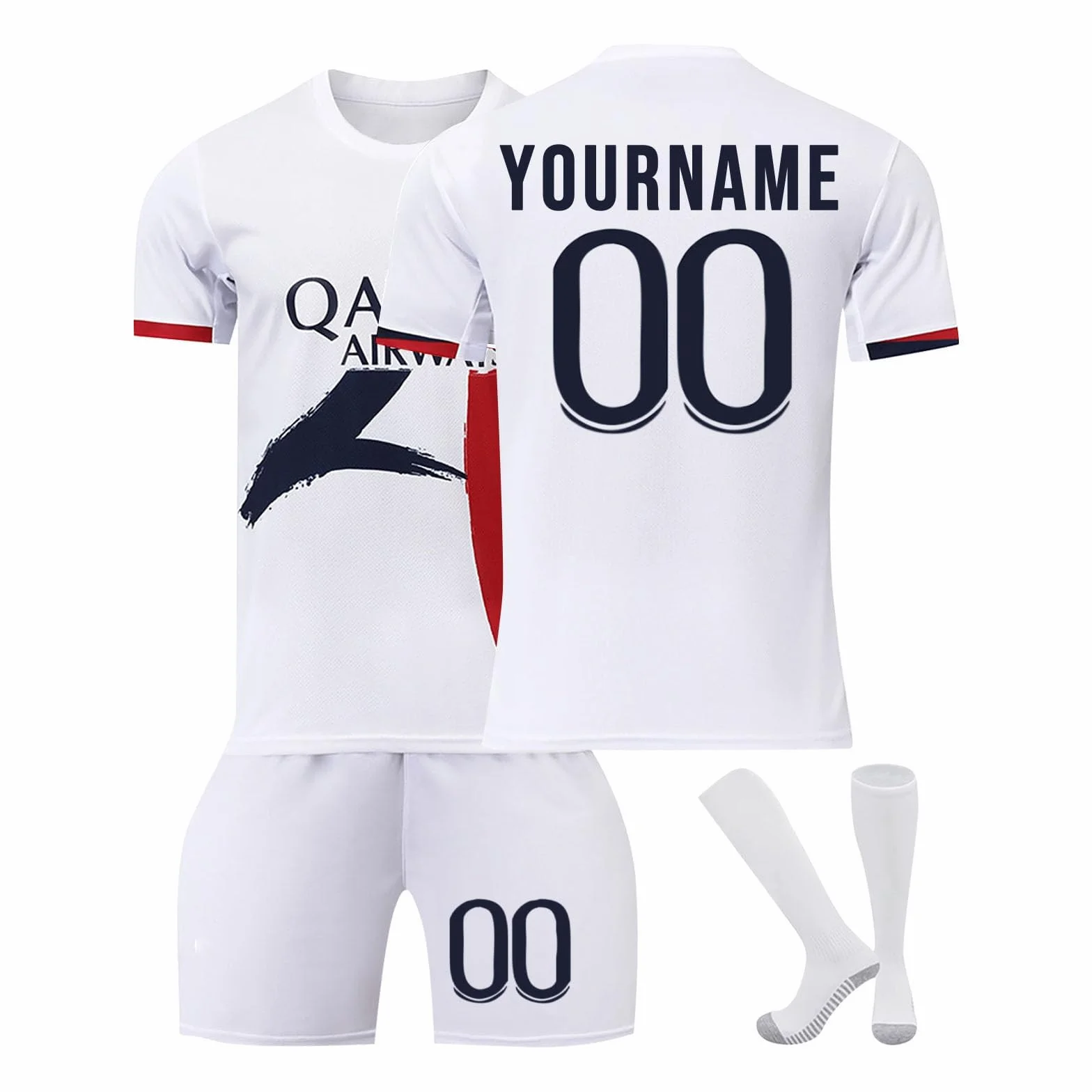 Maillot de Foot Personnalisé Enfant et Adulte avec Nom et Numéro - Ensemble Football Tee Shirt Shorts Chaussettes