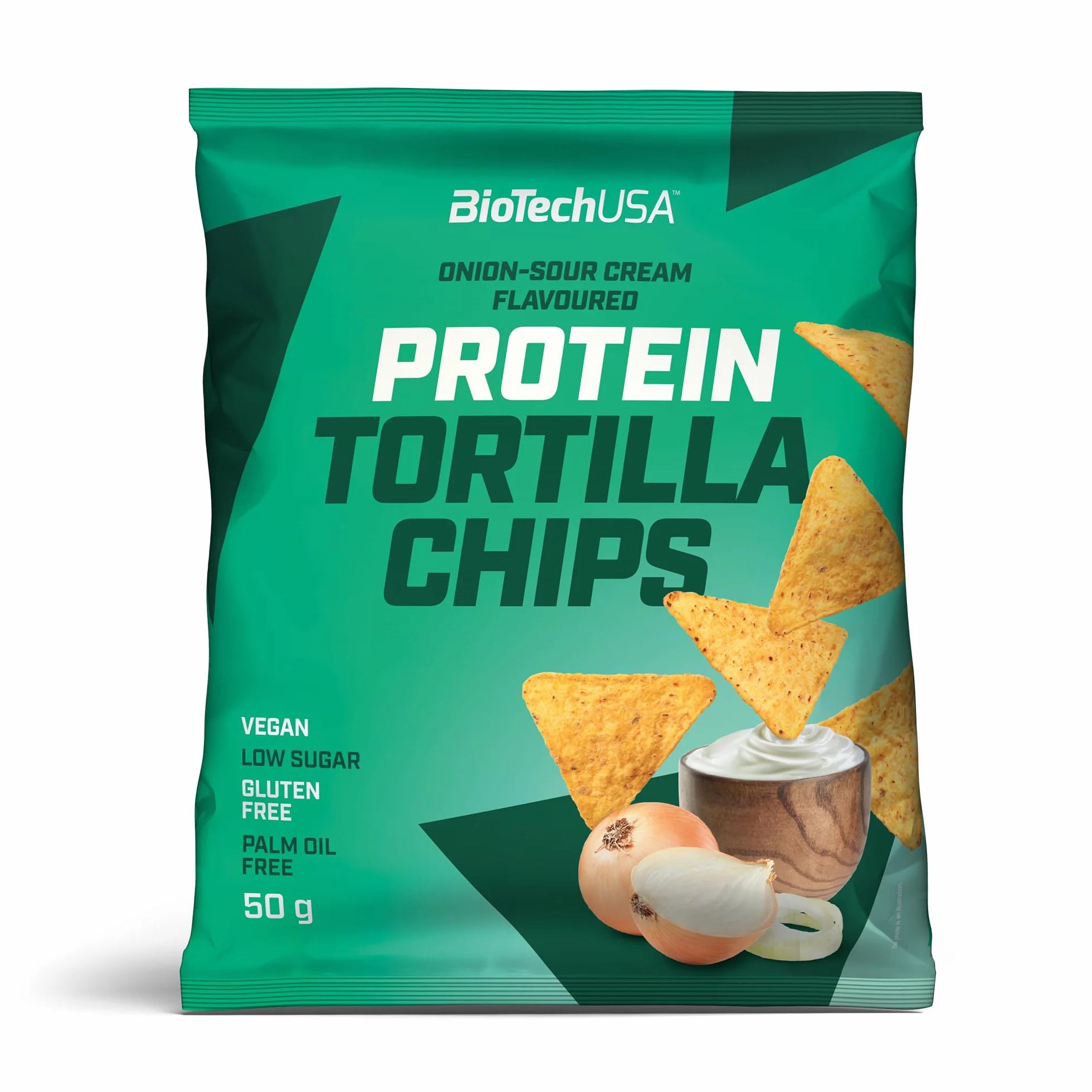 BioTechUSA Protein Tortilla Chips | Source de protéines | Protéines d'avoine et de pois | Végétalien | Sans conservateur, 3 * 50g, Crème et oignon