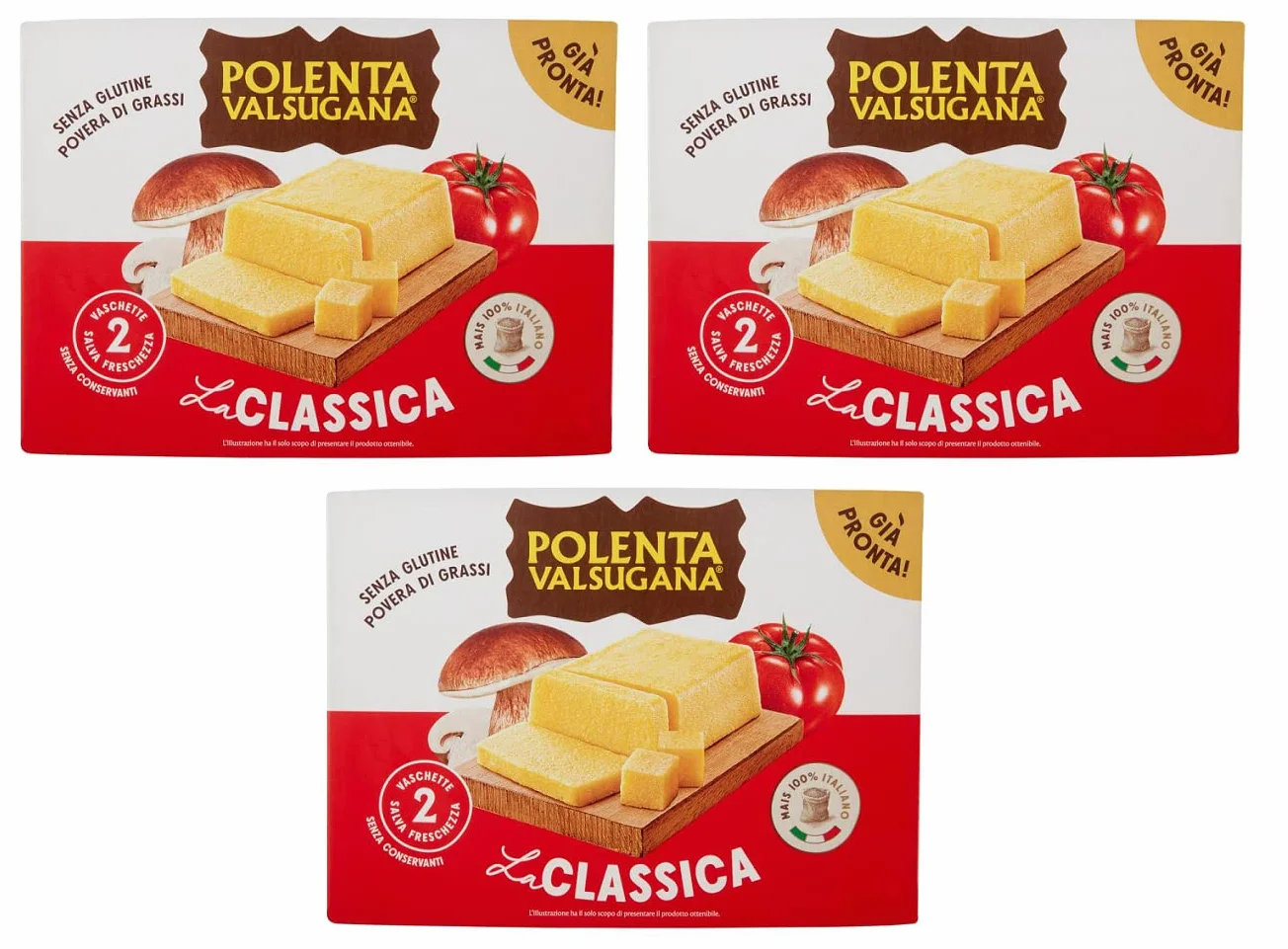 Polenta Valsugana La Classica Lot de 3 plats préparés avec 100 % maïs italien 1200 g