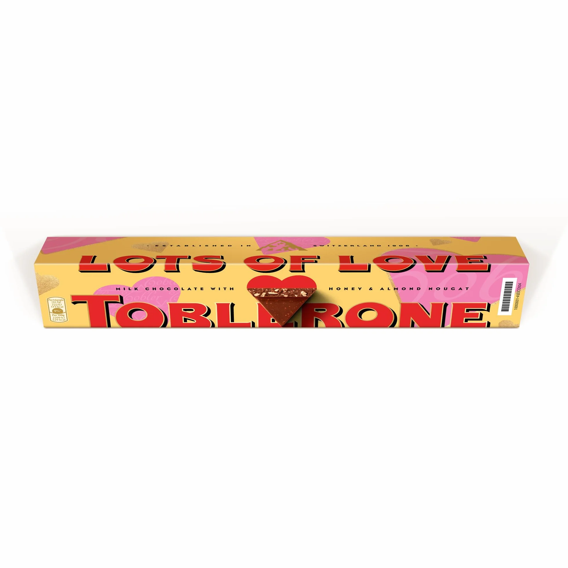 Toblerone Amour Personnalisée avec Nom et Message – Cadeau pour Homme & Femme, Chocolat au Lait avec Miel et Nougat aux Amandes (200g) – Pour Anniversaire & Anniversaire de Mariage