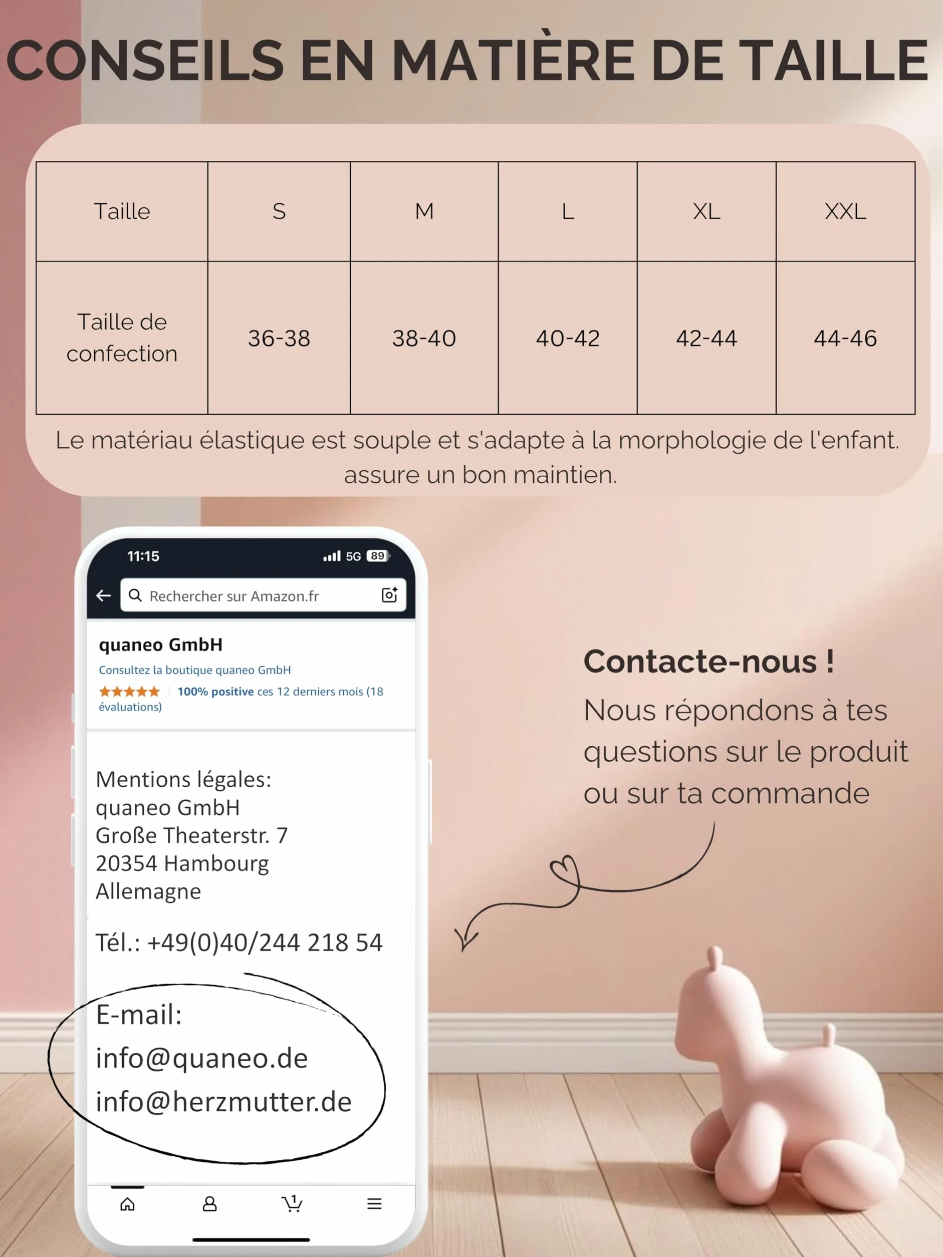 Jupe de Grossesse Herzmutter Longueur Mini Midi Partie Ventrale Double Couche Crayon 6500 Rayé L