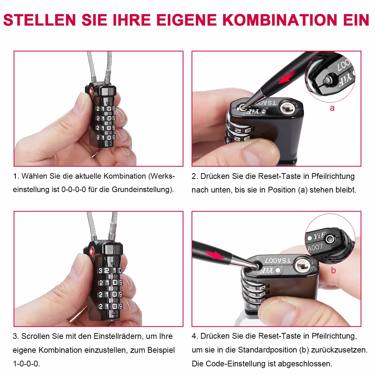 Cadenas Valise TSA 4 Chiffres avec Alarme d'ouverture, Serrures à Bagages avec Câble Flexible (2 Pièce, Jaune)