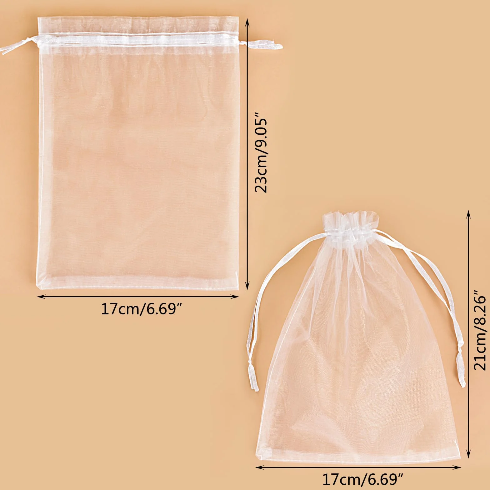 Sachets Organza 17x23cm Blanc 100 Pièces Pochette Cadeau pour Bijoux Mariage