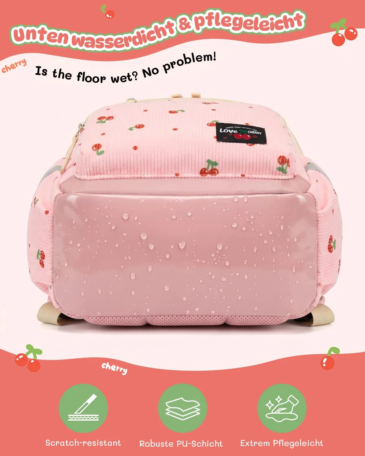 PROTAURI Sac à Dos Enfant Maternelle Fille, Cartable Réfléchissant Fond Nettoyable, 9.2L, Rose Cerise