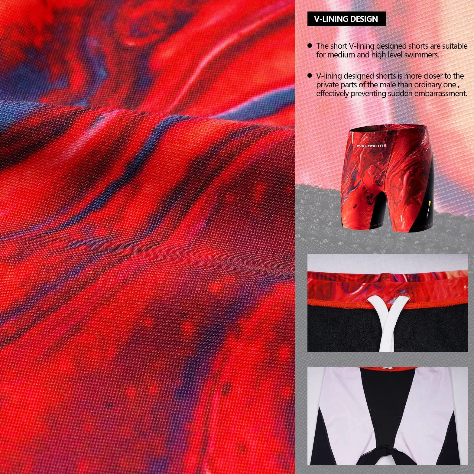 MY KILOMETRE Maillot de Bain Homme Boxer Short Jammer Natation Cordon Serrage Endurance Résistant Chlore Plage Surf
