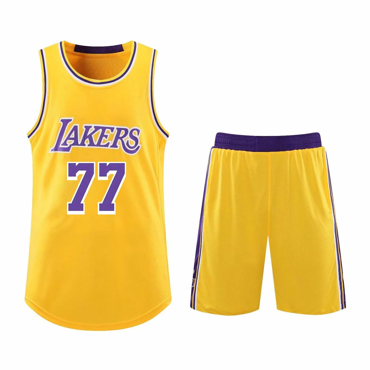 Maillot Basket Enfant-Adulte 2 Pièces 2025 Bleu Coupe Ajustée Col Rond Manche Courte Évacuation Humidité Respirable