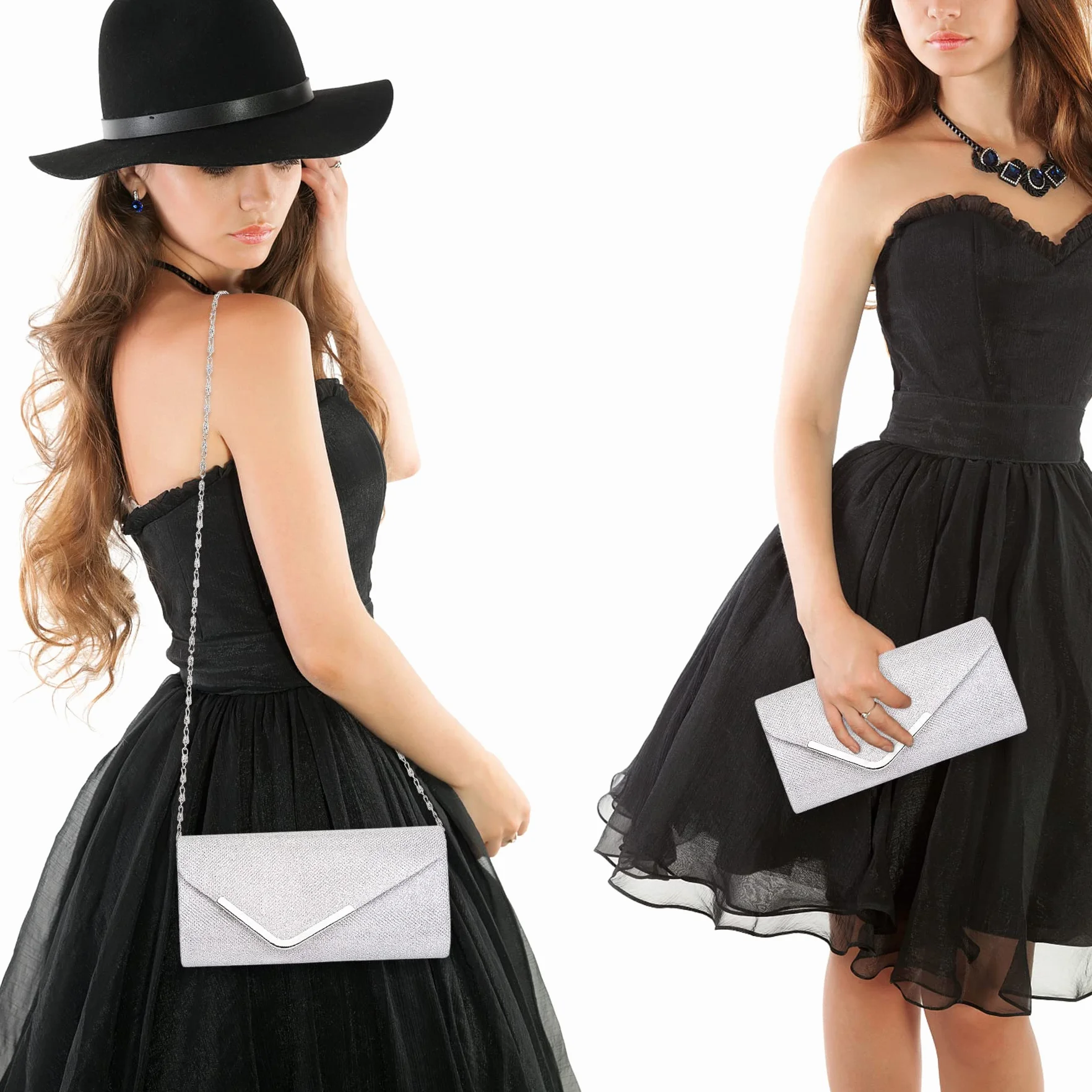 Larcenciel Sac à Main Bandoulière Paillettes Argenté Femme Soirée Mariage