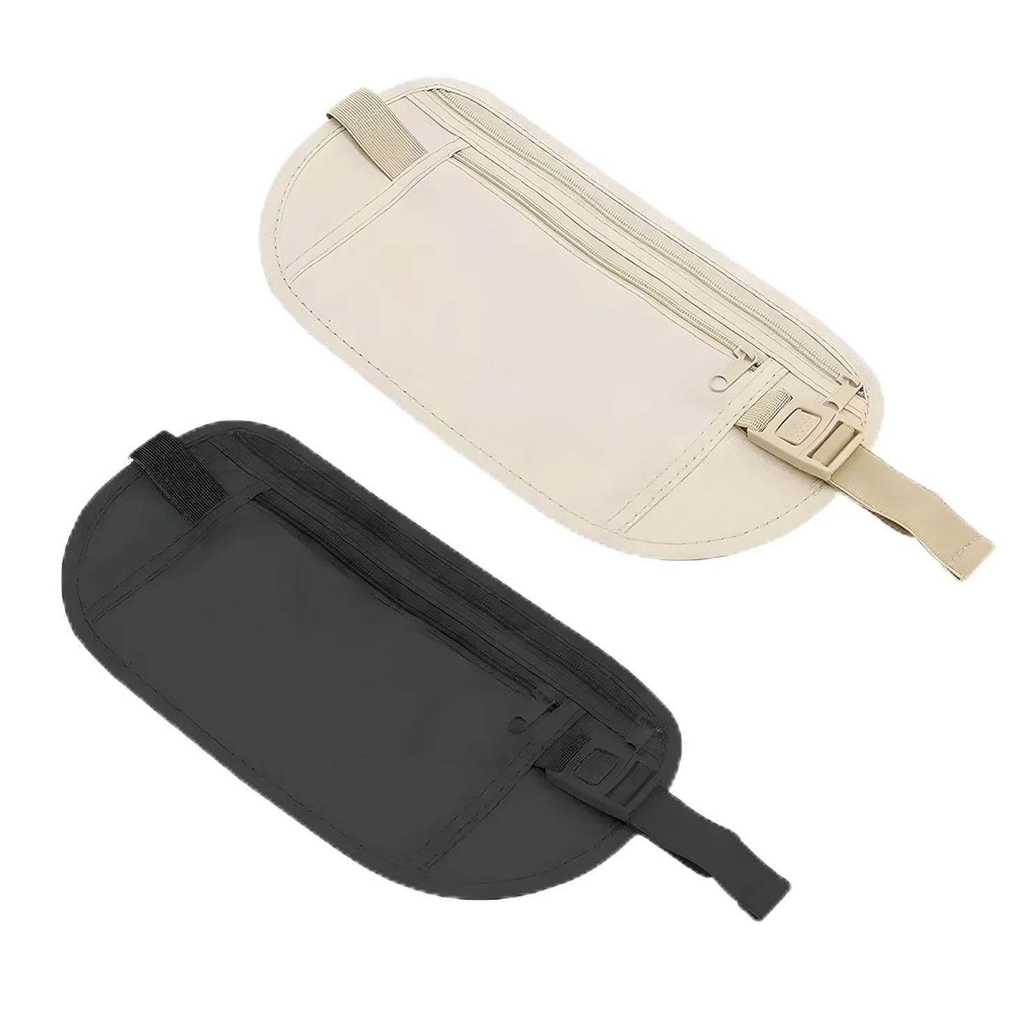 Ceinture Cache Billets Utralégère avec Blocage RFID, Sac Banane Plat Dissimulée Réglable pour Homme Femme Voyage