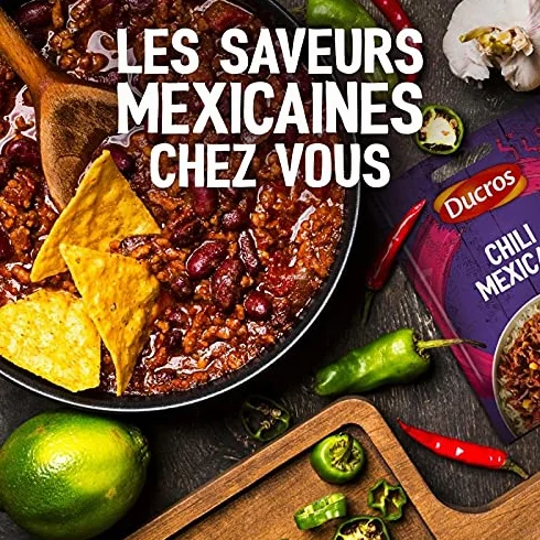 SACHET MÉLANGE POUR CHILI MEXICAIN 20G, DUCROS, LOT DE 5
