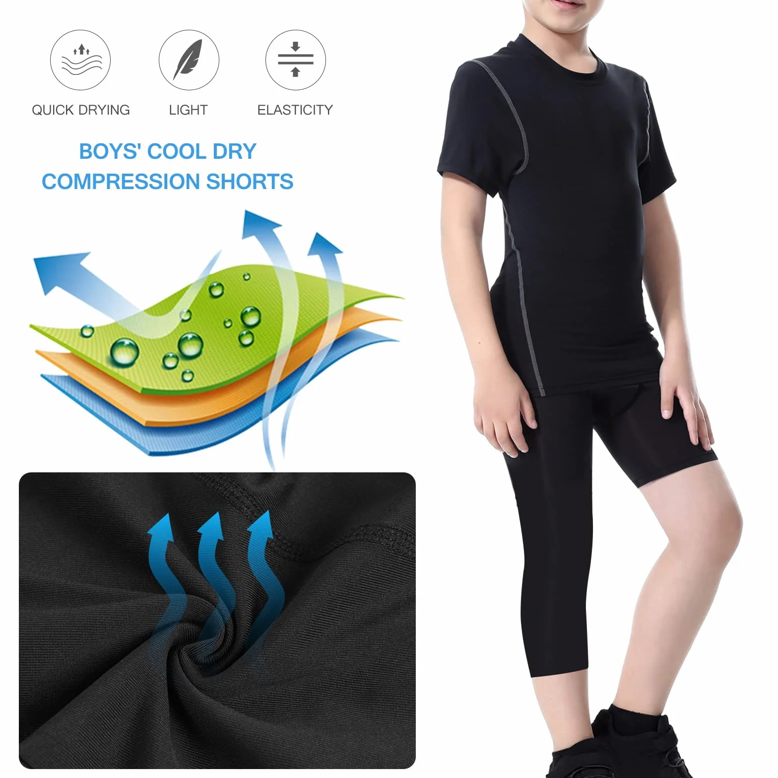 Valcatch Garçons Legging de Compression Basketball Course à Pied Jeunes Enfants Pantalon Sport Couche Base 6-14Y