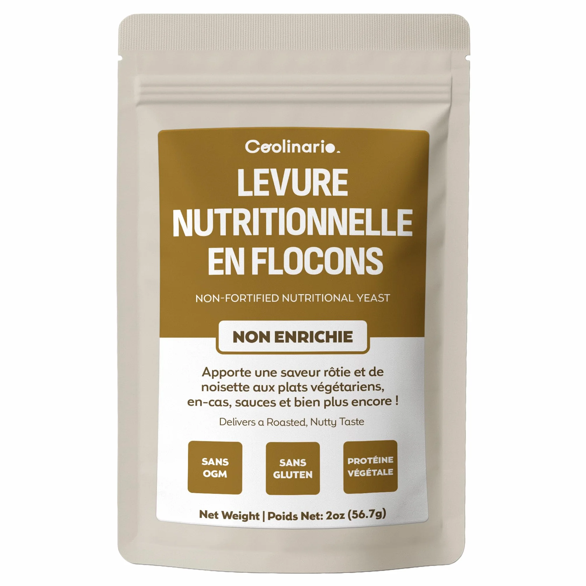 Coolinario Levure Nutritionnelle Non Enrichie (56 g) Assaisonnement Végan au Goût Noisette | Riche en Protéines, Fibres & Minéraux | Pour Snacks, Sauces & Vinaigrettes | Sans Gluten