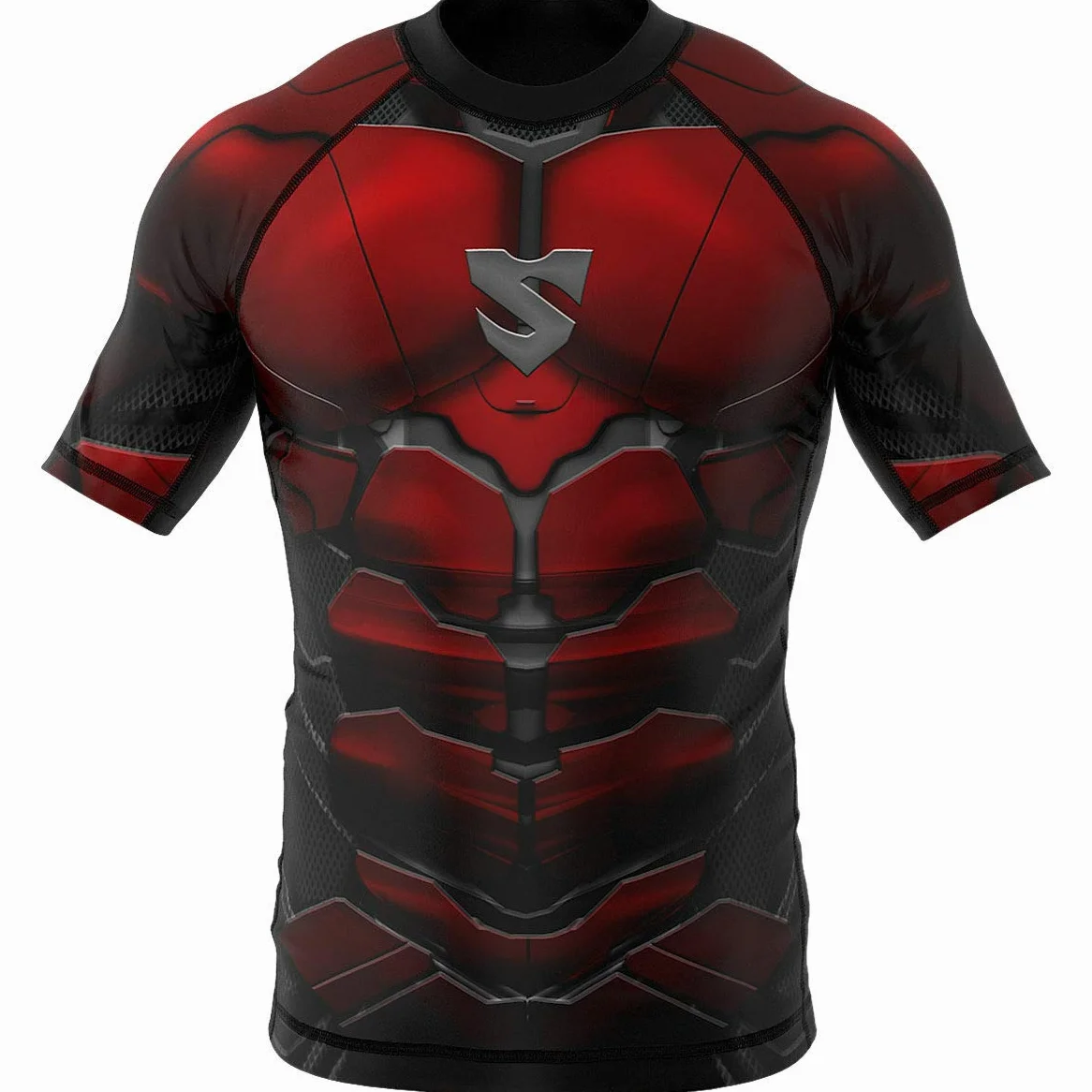 SMMASH Rashguard Homme T Shirt Manche Courte Compression MMA Running Boxe Kickboxing Krav Maga Respirant Résistant
