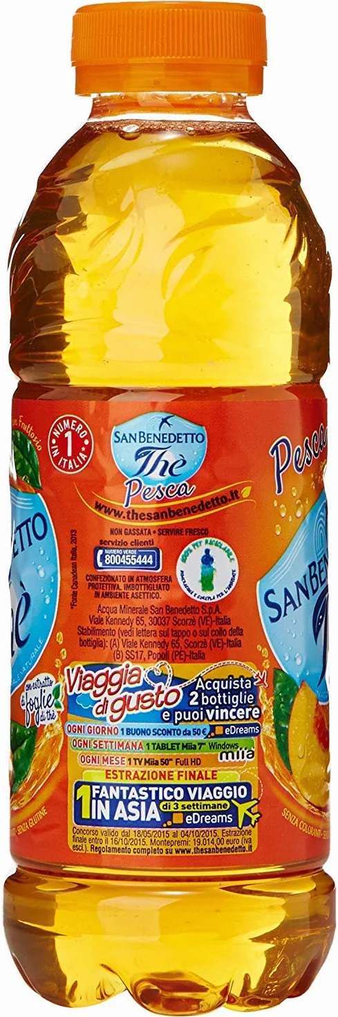 San Benedetto Thé glacé à la pêche The Pêche PET 50 cl Thé rafraîchissant 24 x