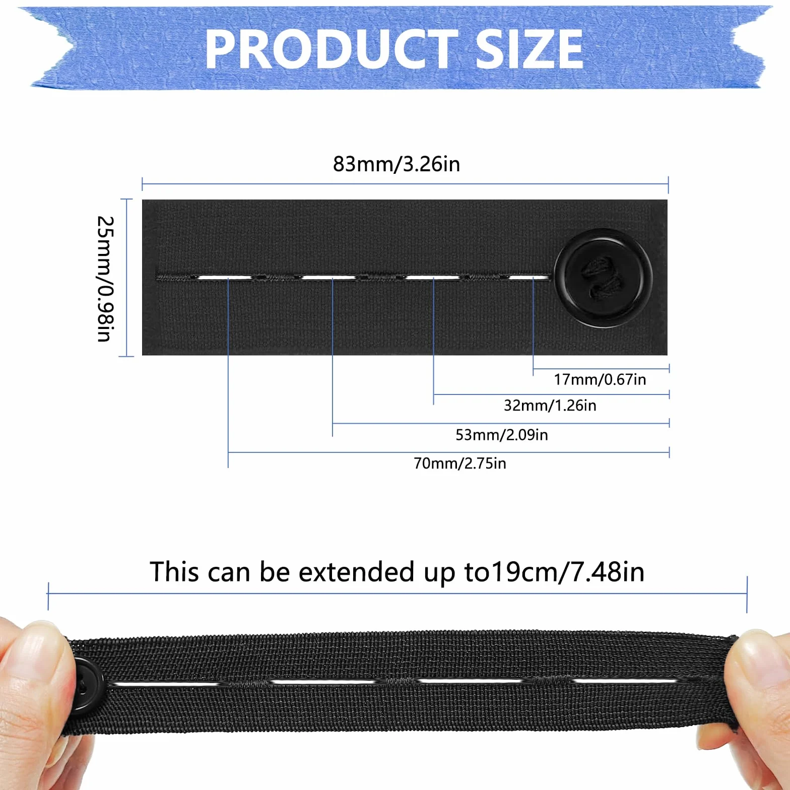 Rallonge de Ceinture Élastique Réglable 5 Pièces, Extendeur à Boutons pour Jeans Pantalons