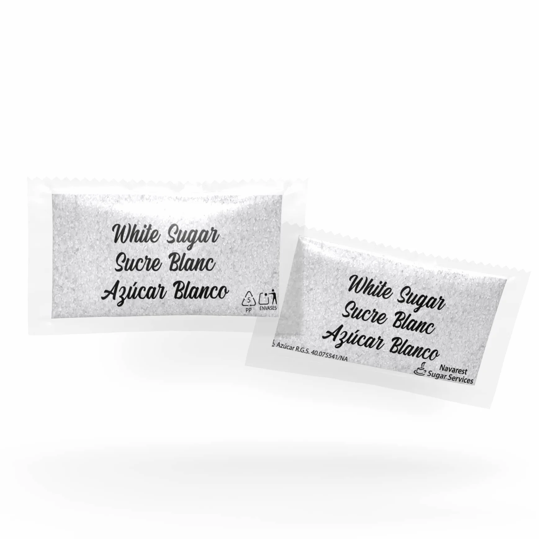 Sucre blanc en sachets individuals 1000 pieces 3g. Monodosis en film de protection 100% recyclable