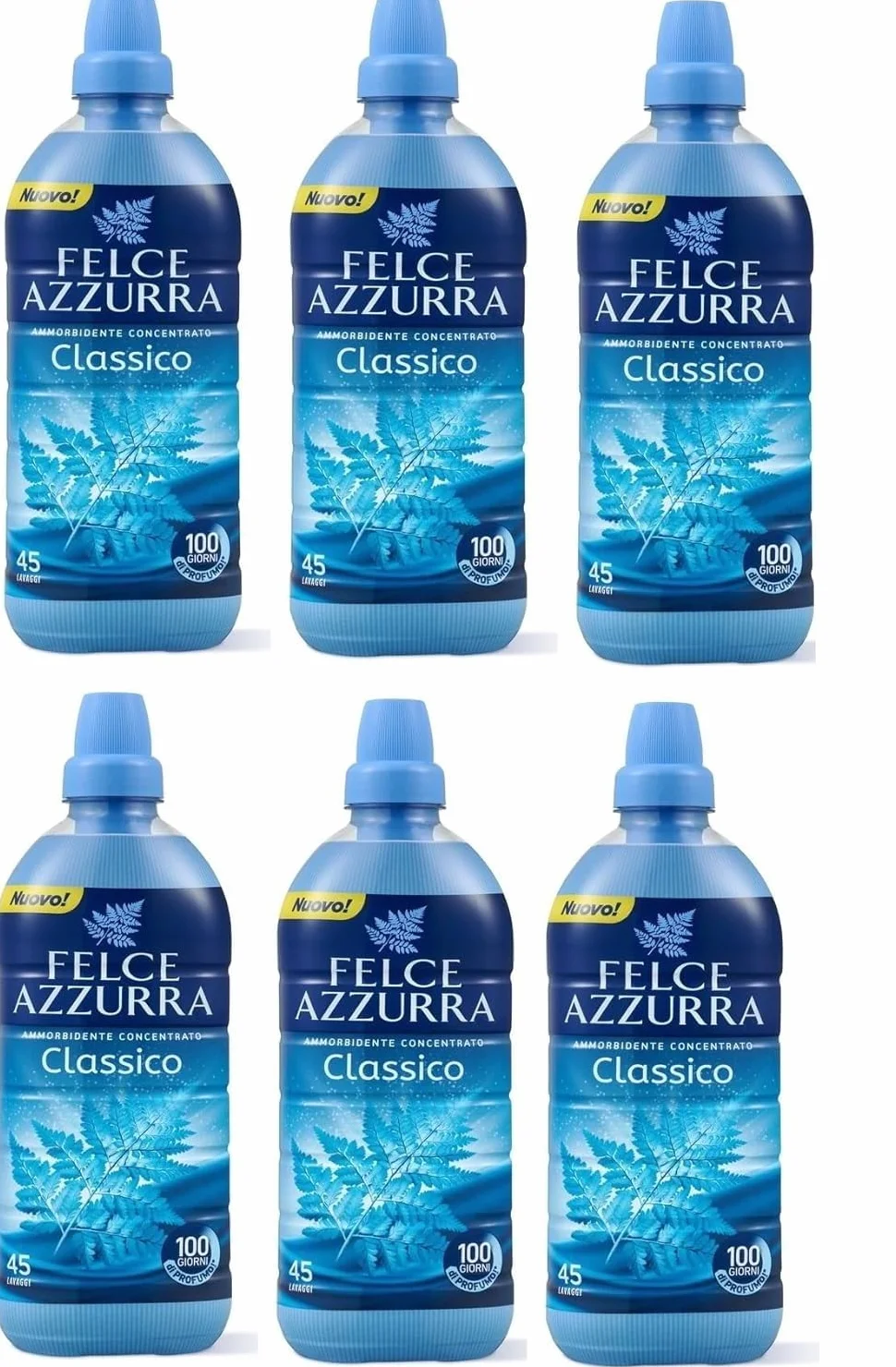 Paglieri Felce Azzurra Lot de 6 flacons d'adoucissant concentré Parfum Classico 600 ml