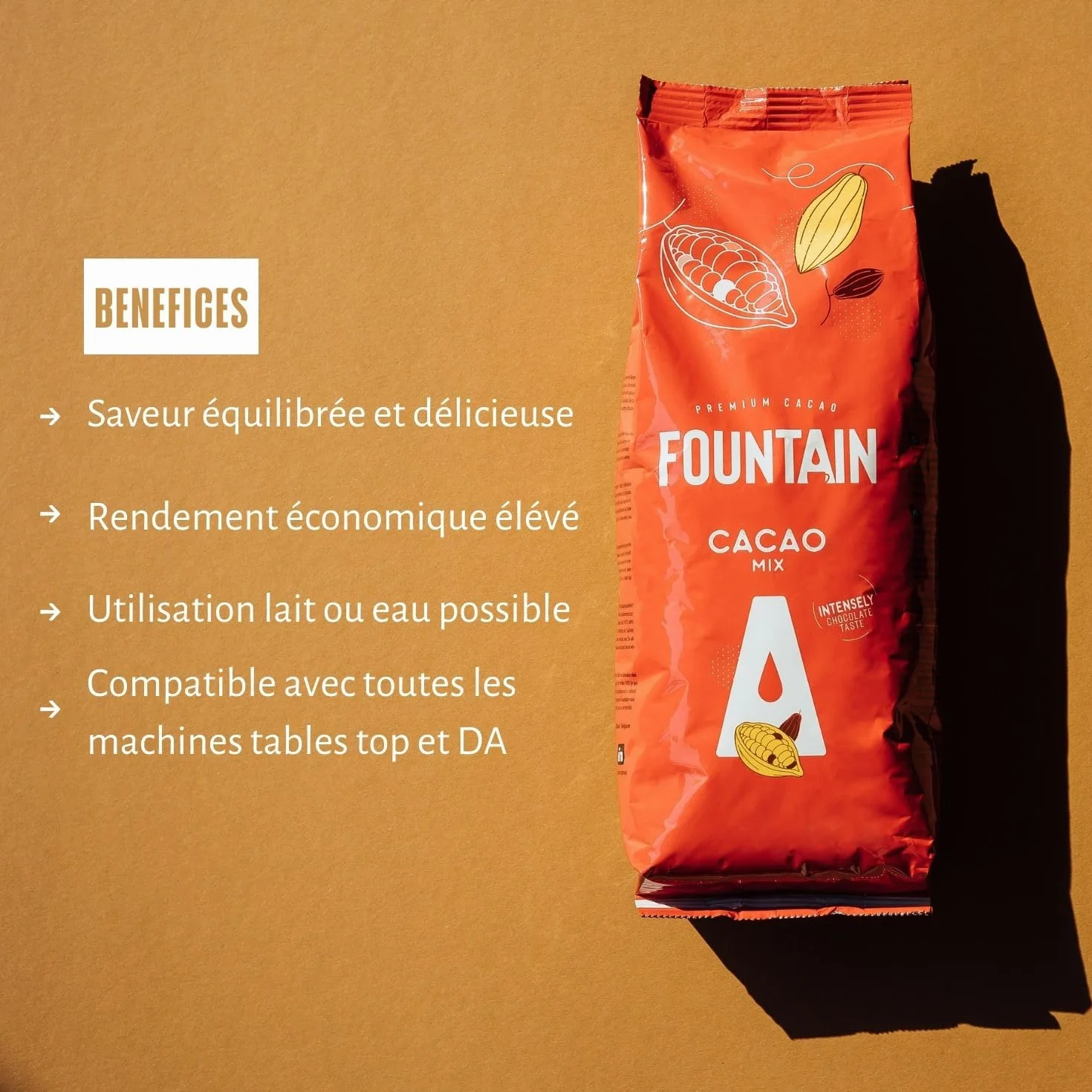 Fountain - Cacao en poudre - Compatible avec toutes les machines tables top et les distributeurs automatiques, à mélanger avec de lʼeau ou dulait - 1 KG