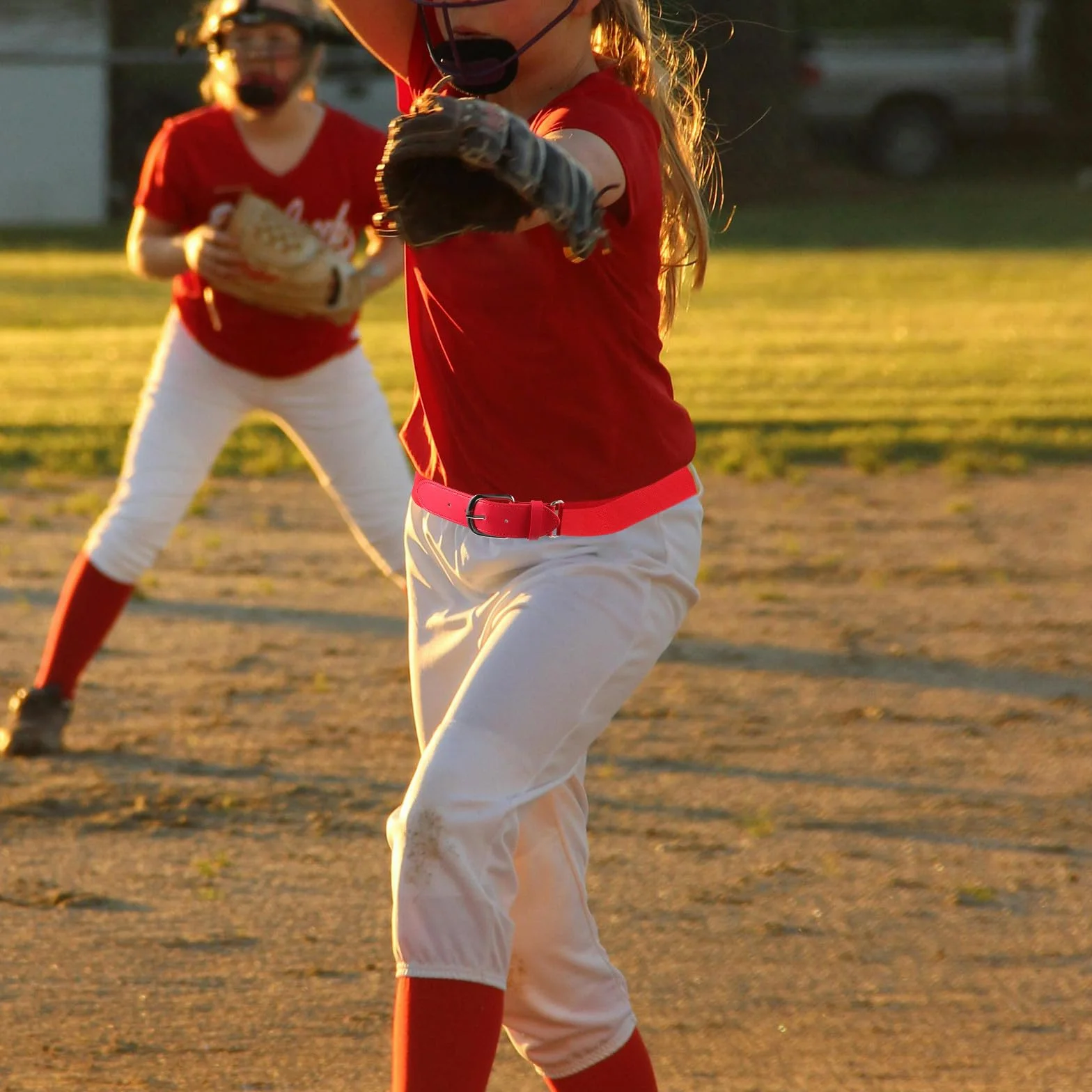 Veemoon Ceinture de Baseball Extensible Rouge pour Garçon, Alliage Ajustable, Accessoire Sport Baseball et Softball