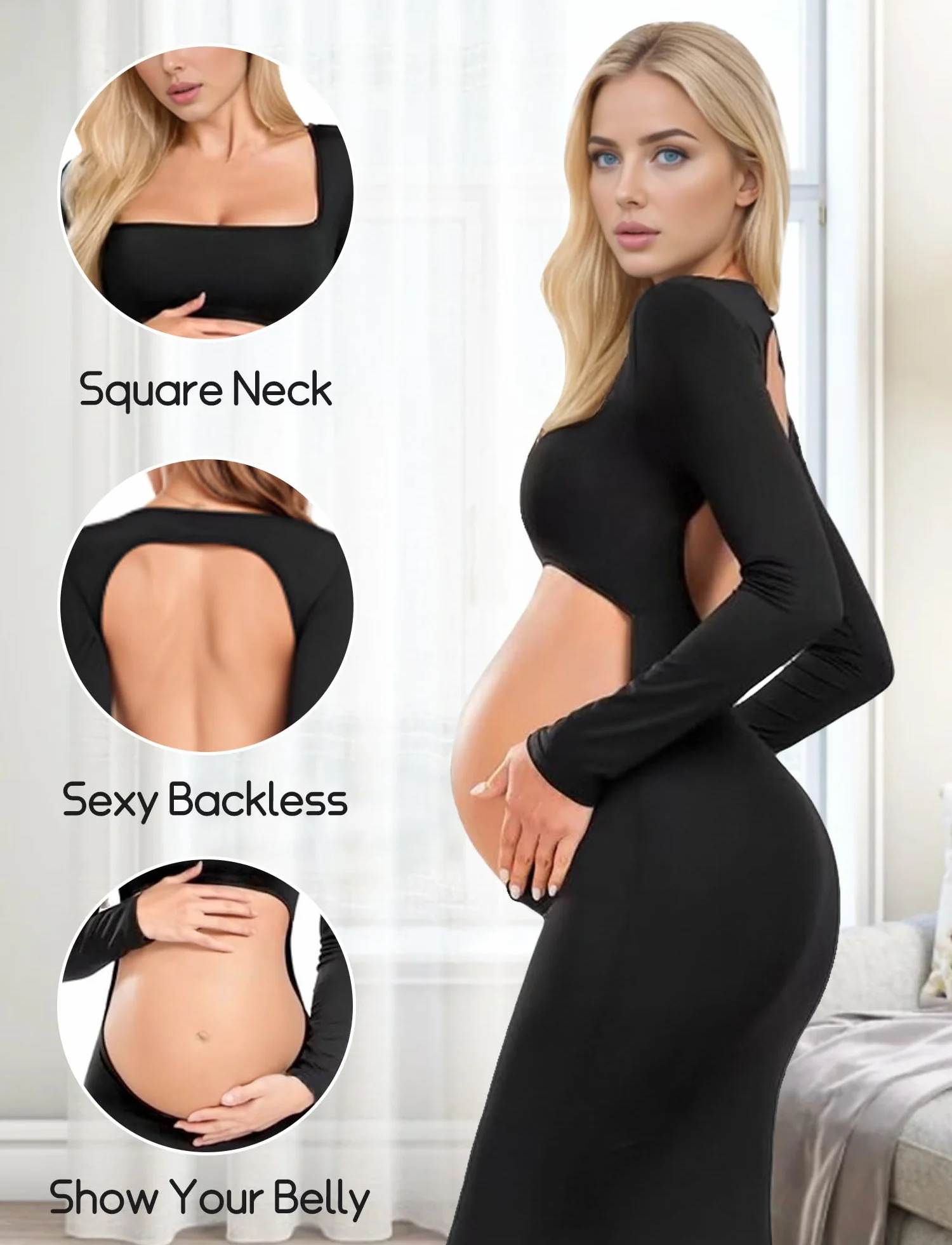FEOYA Robe Grossesse Photo Femme Enceinte Longue Mariage Maternité Chic Elegant Sexy Soirée S-XL