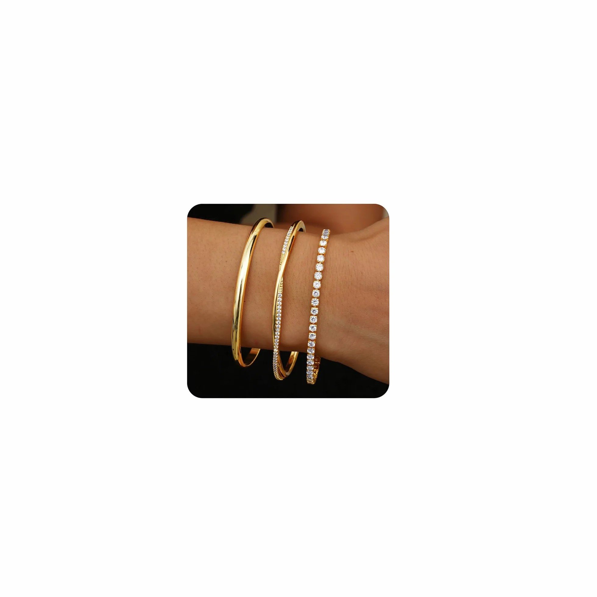 Bracelet Jonc Femme Acier Inoxydable Plaqué Or 14 Carats Argent