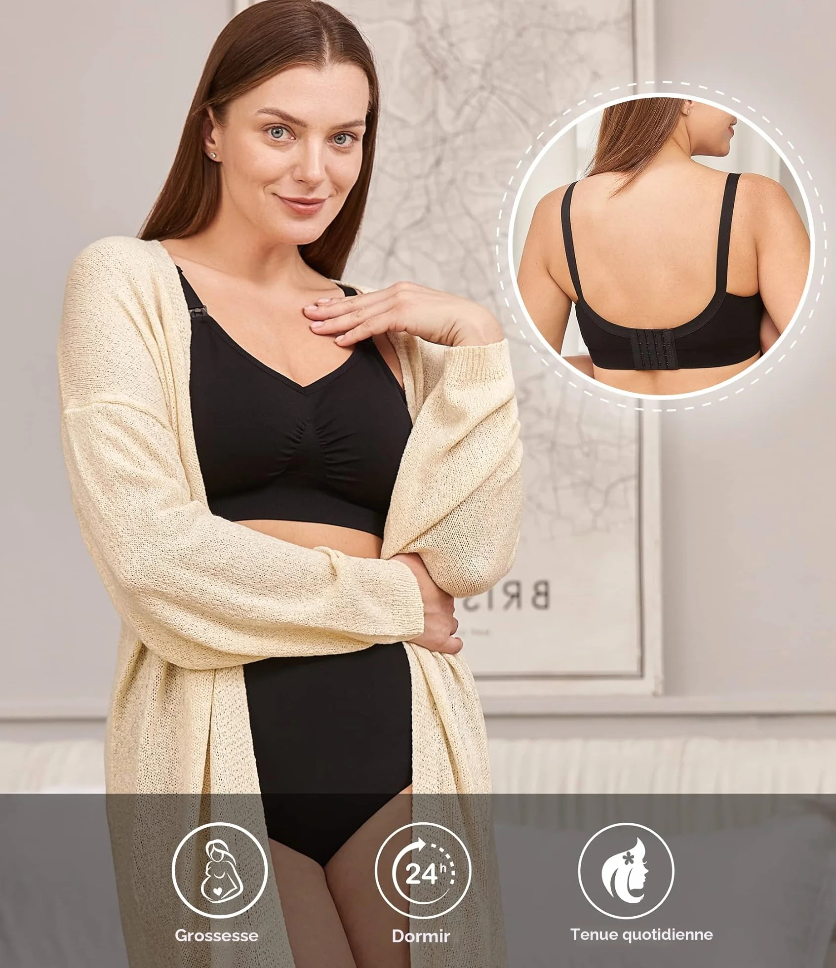 HOFISH Soutien-Gorge de maternité et d'allaitement sans Couture avec rallonges et Clips supplémentaires