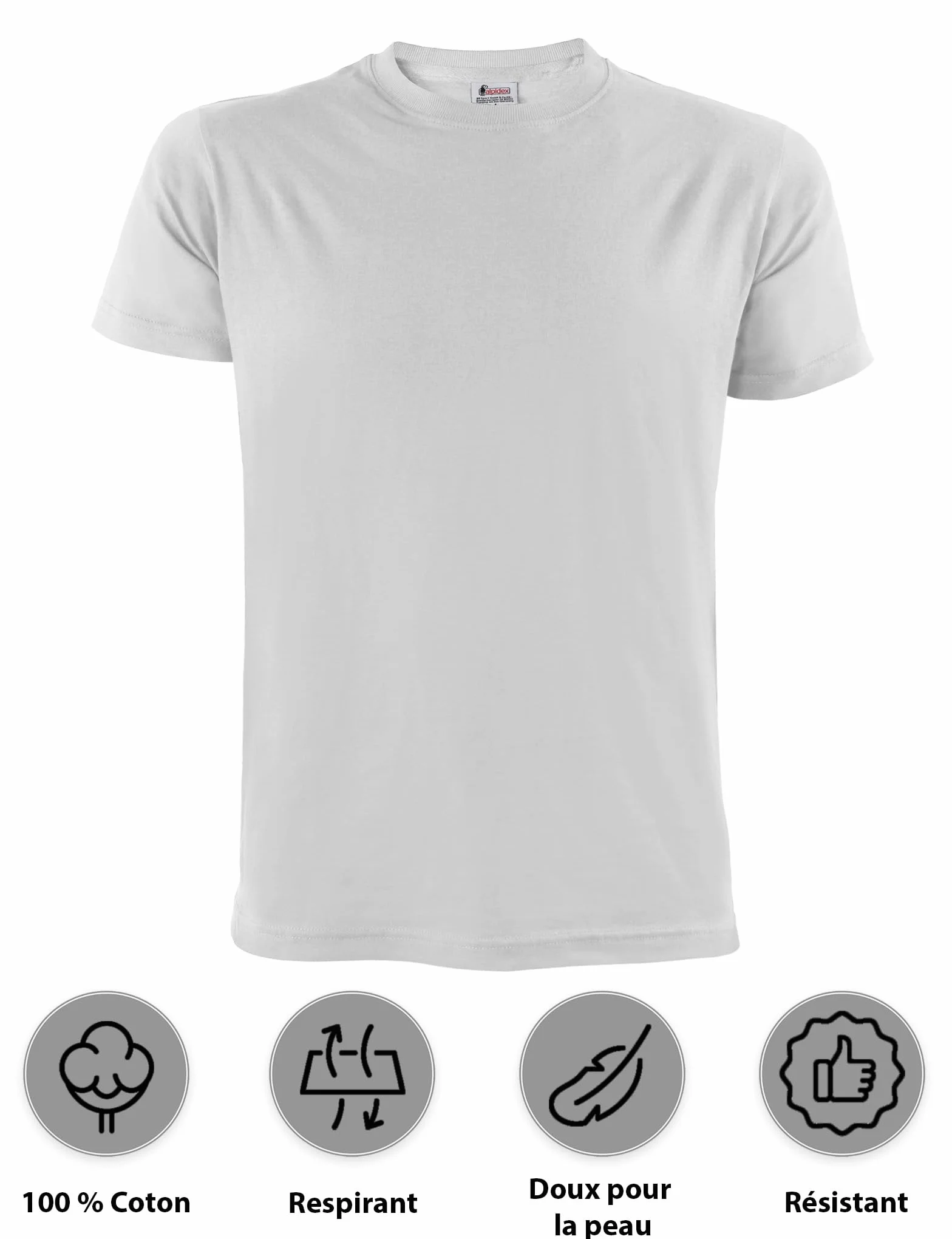 ALPIDEX Lot de 5 T-Shirts Hommes Noir Unis Col Rond Tailles S-5XL
