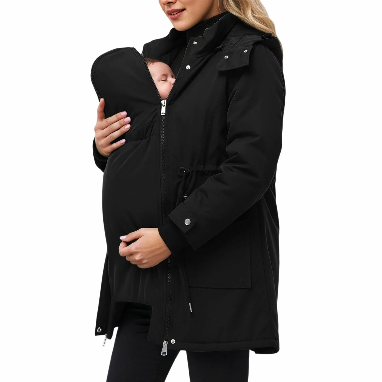 Veste De Portage Maman Bébé Insert Allaitement Kangourou Douce Confortable Manteau Grossesse Maternité Softshell Chaud Manches Longues
