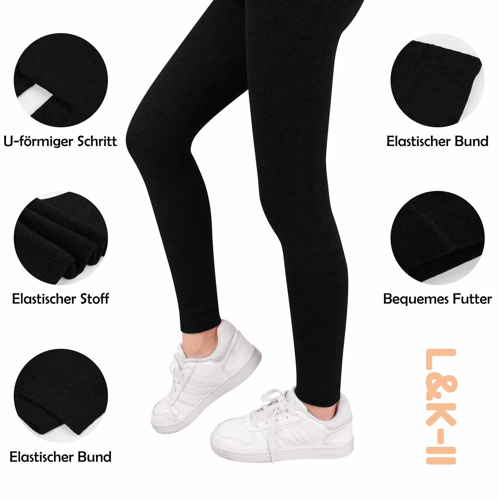 L&K-II Lot de 3 Leggings pour garçons Pantalons Enfants Automne Printemps Coton Longueur Cheville