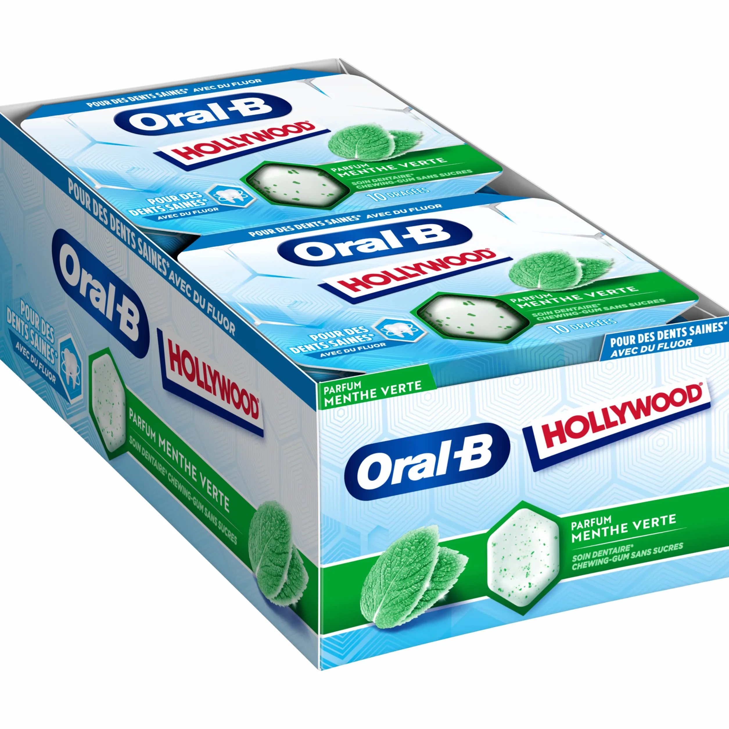 Oral B Chewing-Gum Sans Sucre Au Fluor Menthe Verte Soin Dentaire Lot de 12