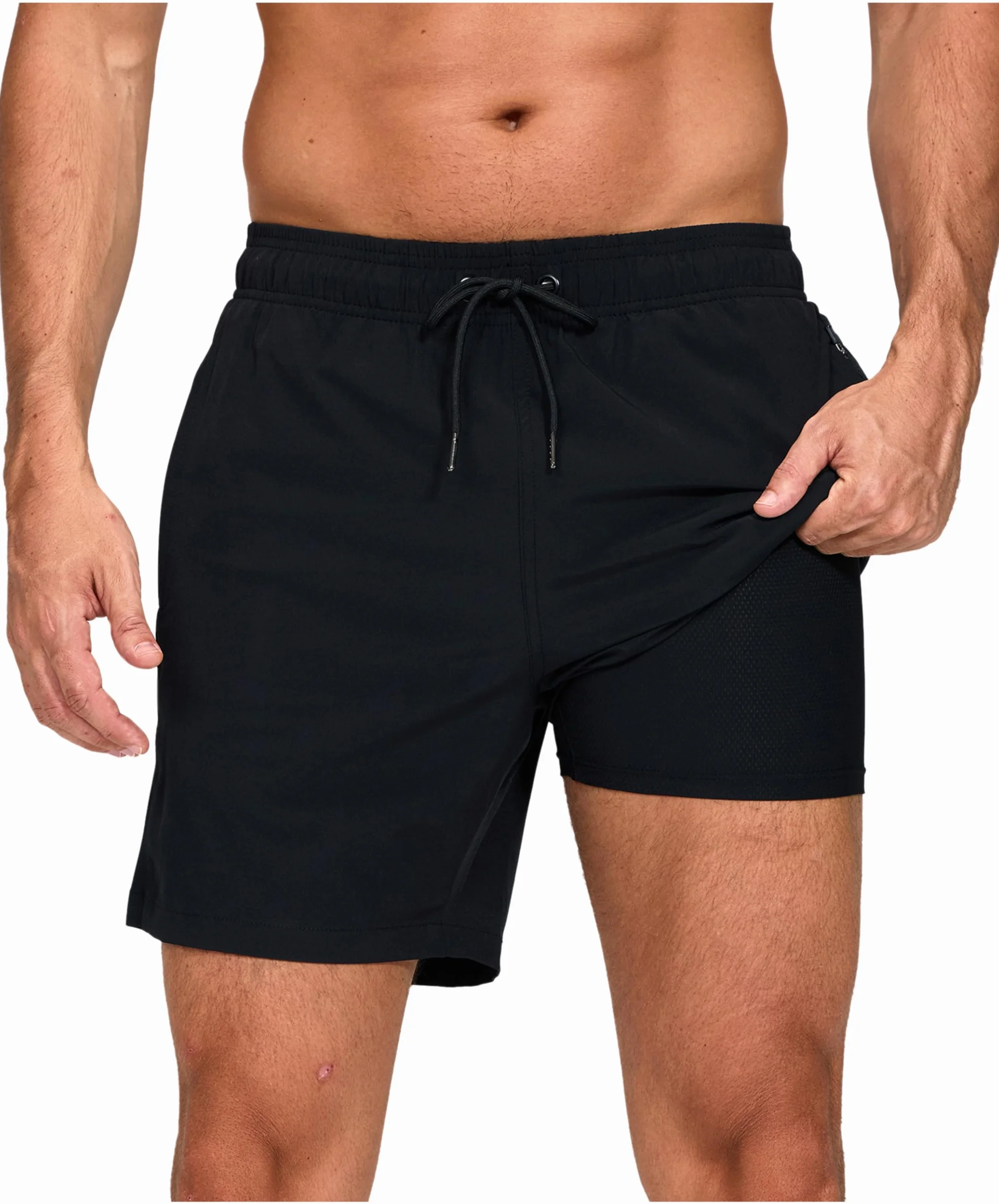 Shorts de Bain Homme Séchage Rapide Poche Zippée 2 en 1 Doublure Compression Maillot de Bain Natation Piscine Fitness