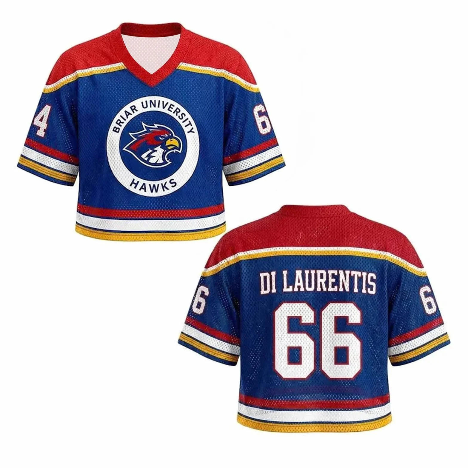 Maillot de Hockey Grahams 44 Imprimé Col V Crop Tops Manches Courtes