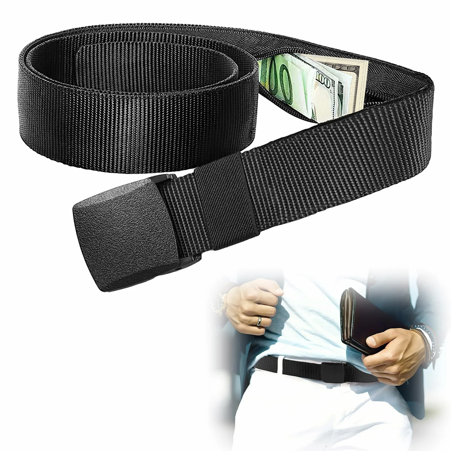 Ceinture de Voyage Porte-Monnaie 120cm Réglable avec Compartiment Secret pour Homme et Femme