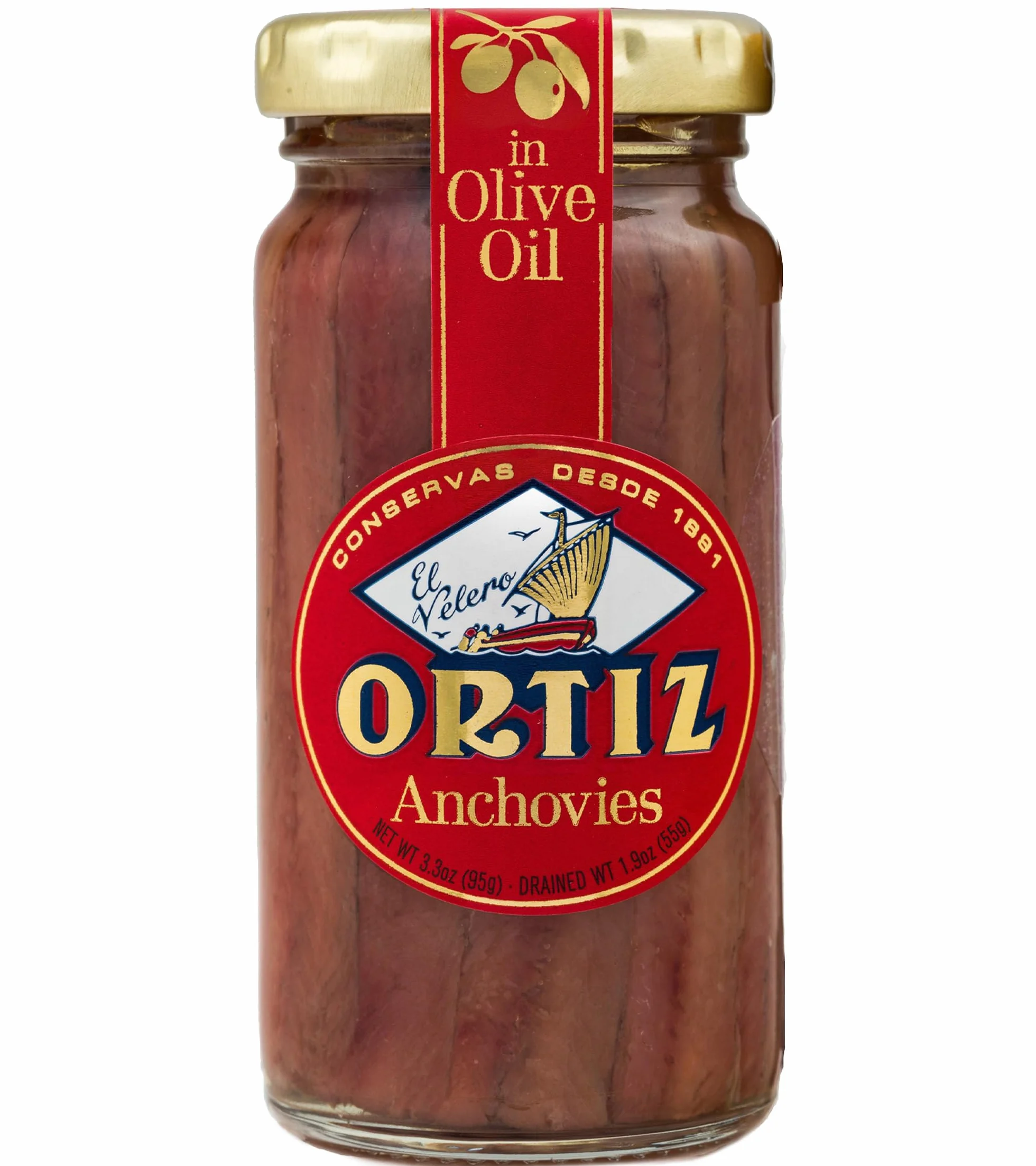 Ortiz Anchovy Fillets in Oil 95 Gram Jar by Ortiz