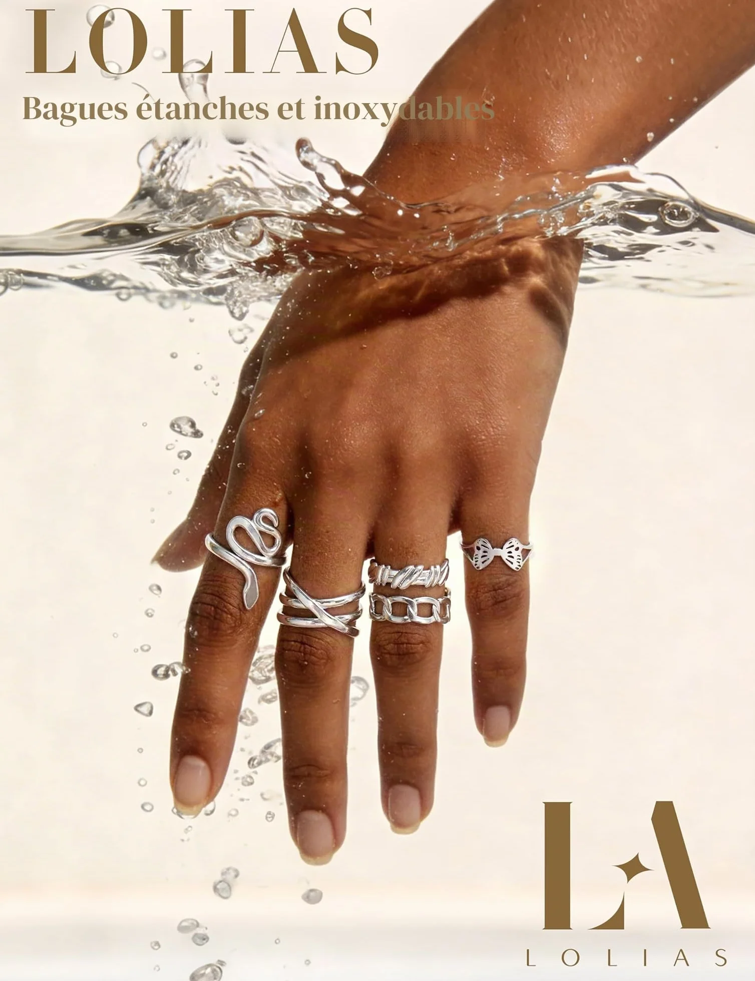 LOLIAS 14 Pièces Bague Femme Or Argent Plaqué Acier Inoxydable Lot Bague Ouvert Pouce Knuckle Ajustable Bijoux