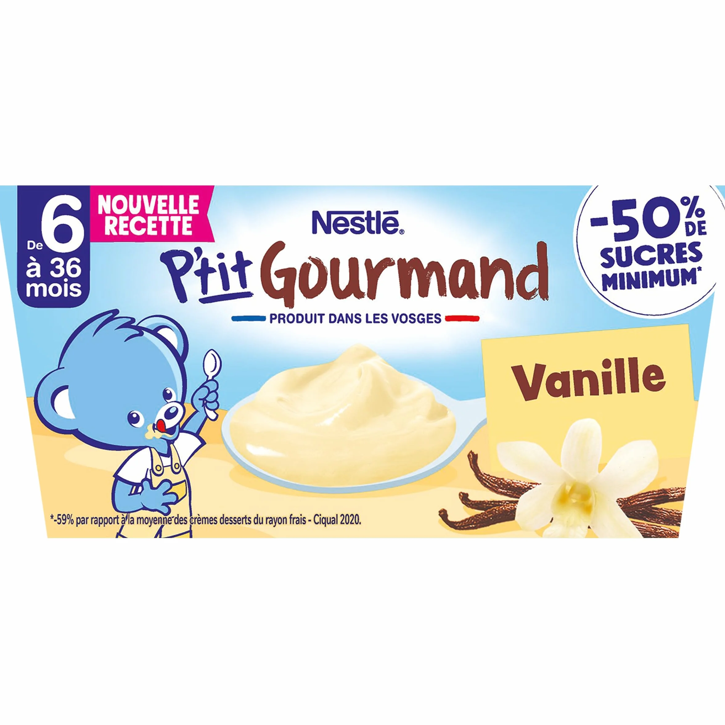 Nestlé Bébé - P'tit Gourmand Saveur Vanille - Laitage dès 6 mois - 4 x 100g