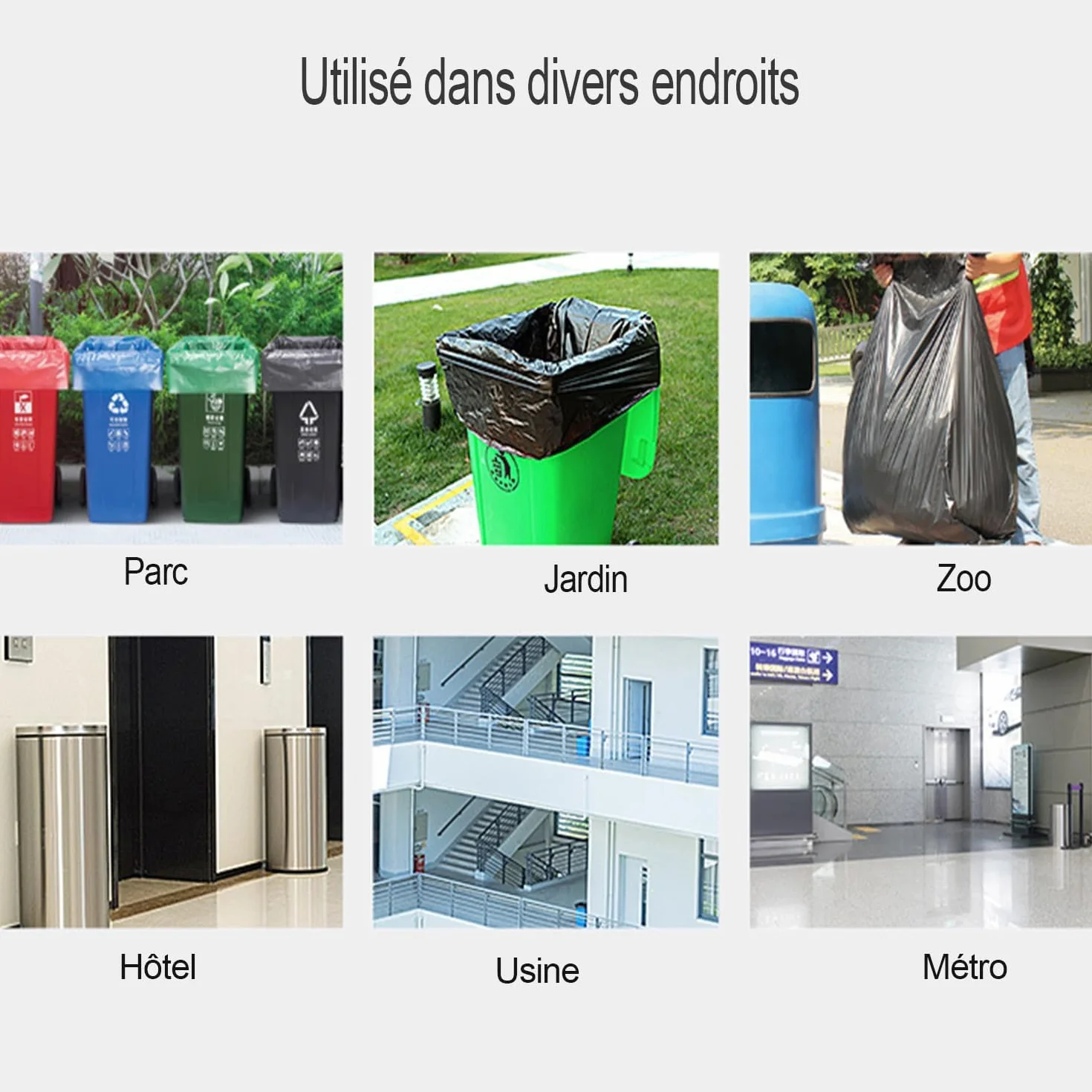 Sac Poubelle ultra résistant, Sacs poubelle à poignées coulissantes,Sacs en Plastique Recyclés Étanchéité maximale (50L(8Paquet))