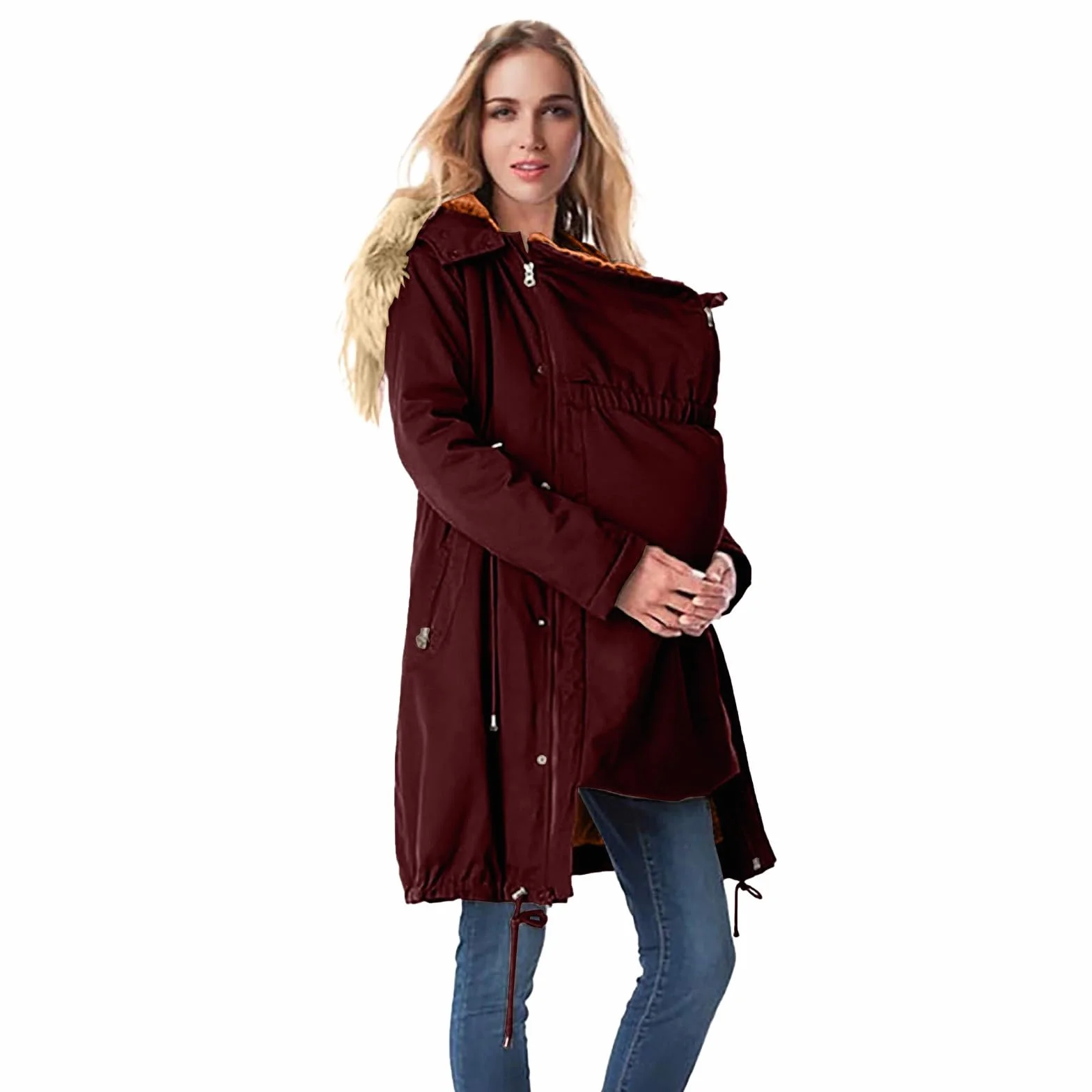 Veste Multifonctionnel Maternité Hiver Porte-bébé Coupe-Vent Pluie