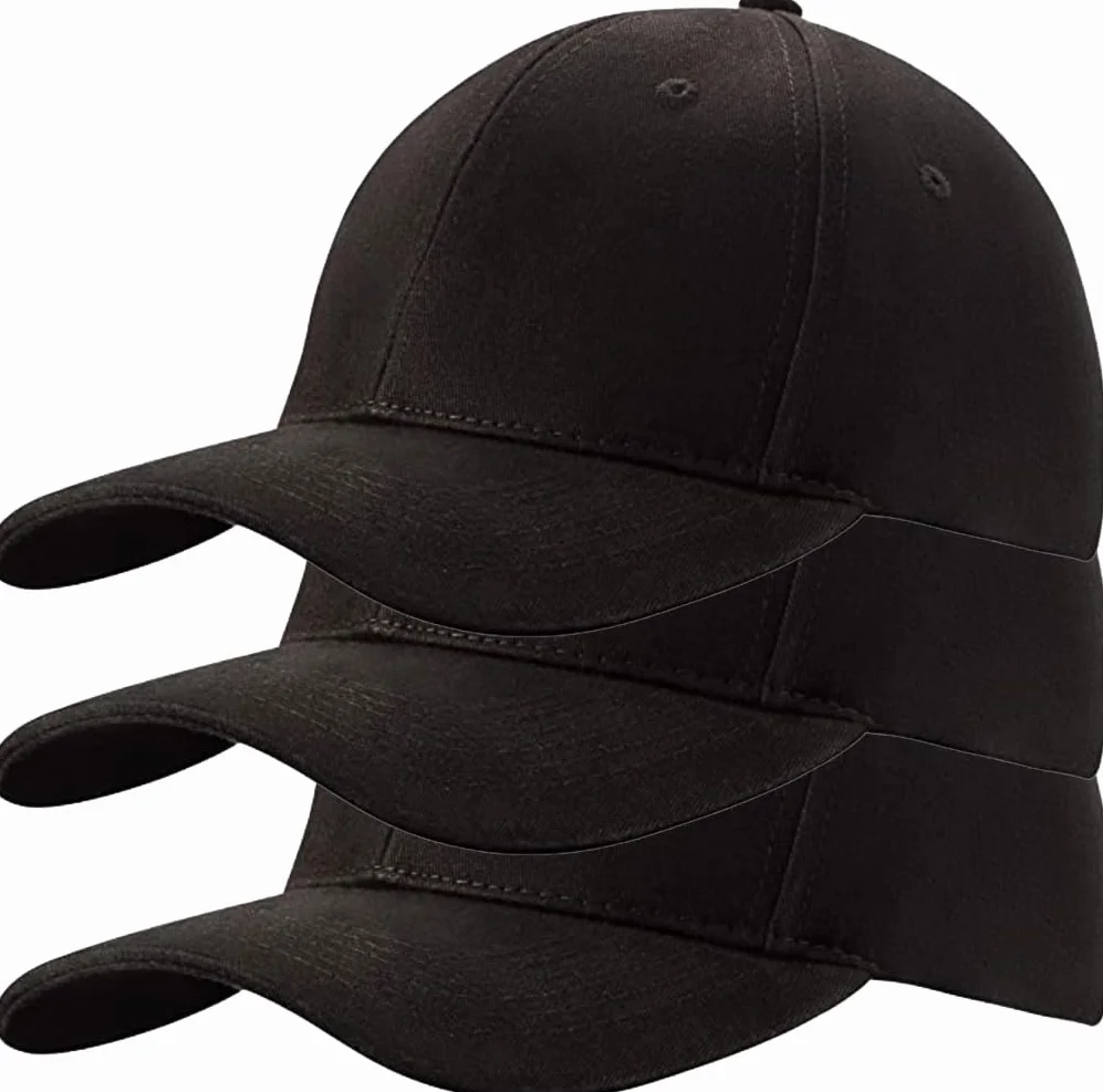 Lot de 3 casquettes de baseball 100% coton unisexe classique