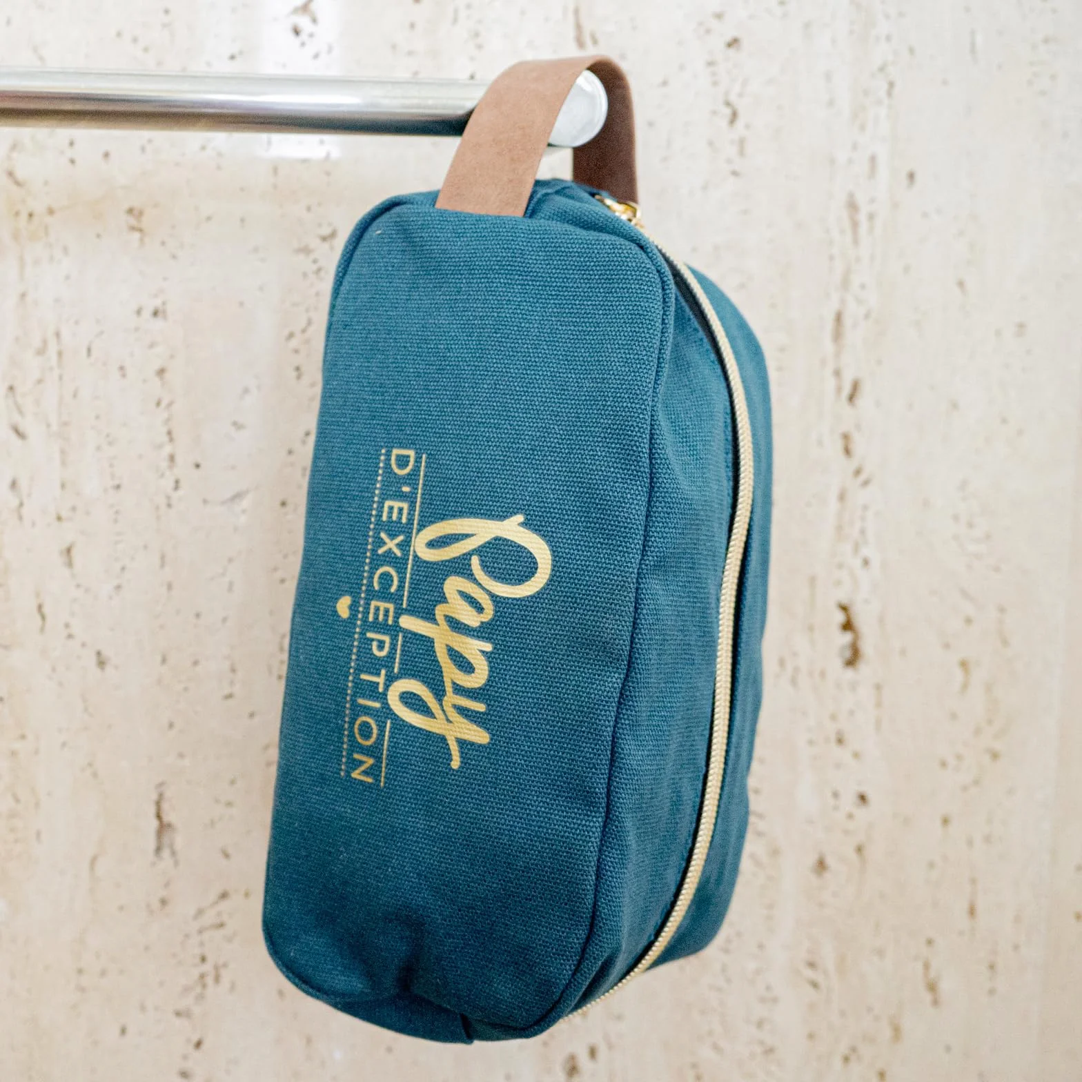 Manahia Trousse de Toilette Papy d'Exception Grand Capacité Voyage Toile de Coton Vert Cadeau Homme