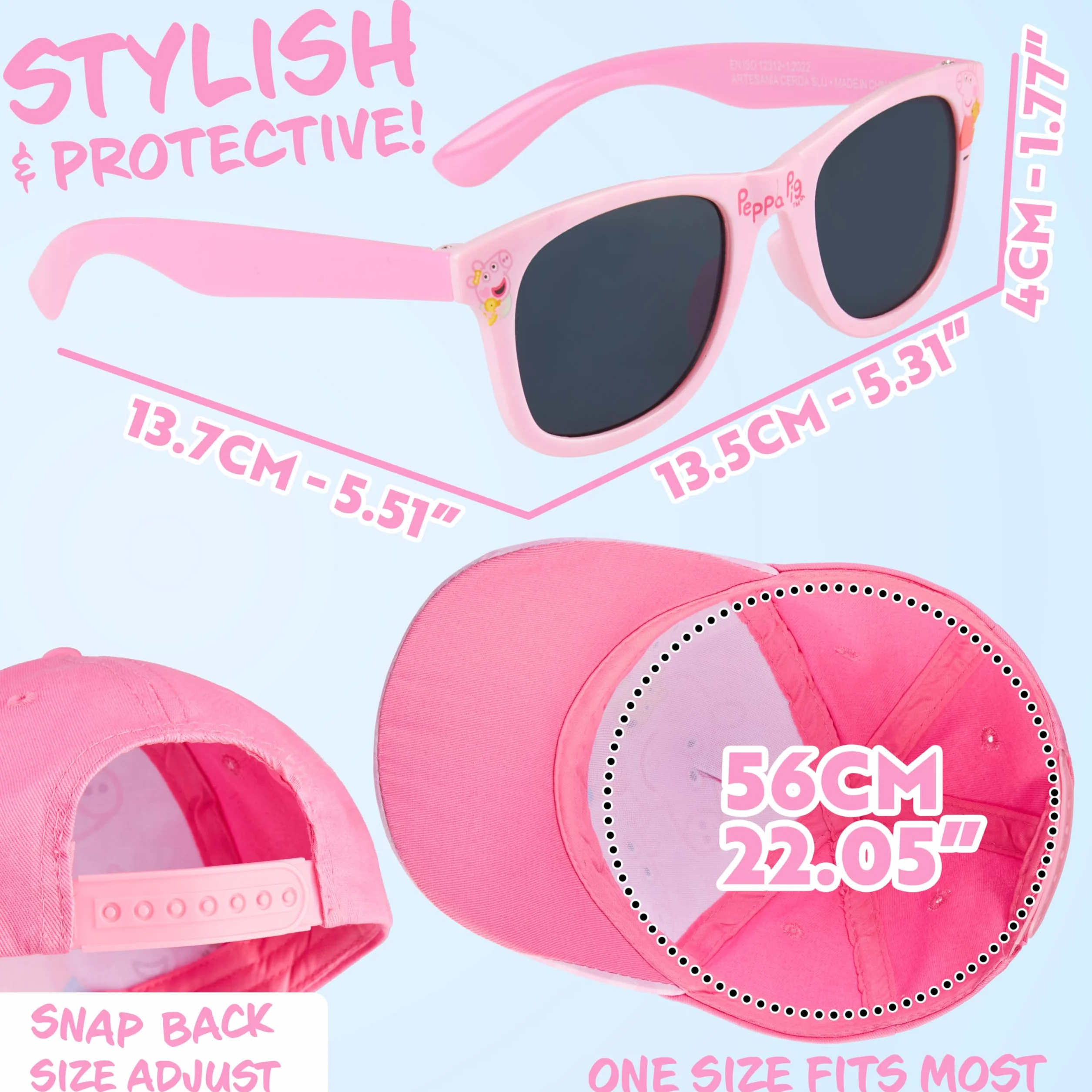 Casquette Baseball Fille Pat Patrouille Peppa Pig Réglable avec Protection UV