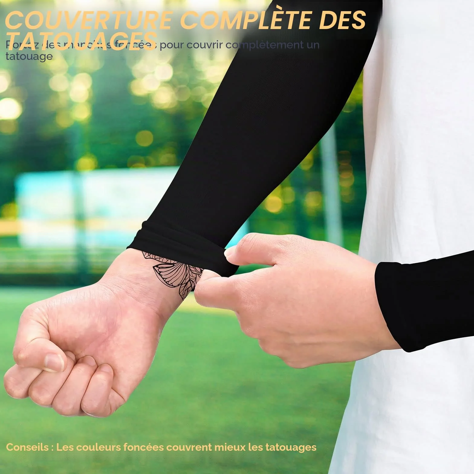 Manchettes Anti-Uv Compression 2 Paires UPF 50+ Running Cyclisme Homme Femme