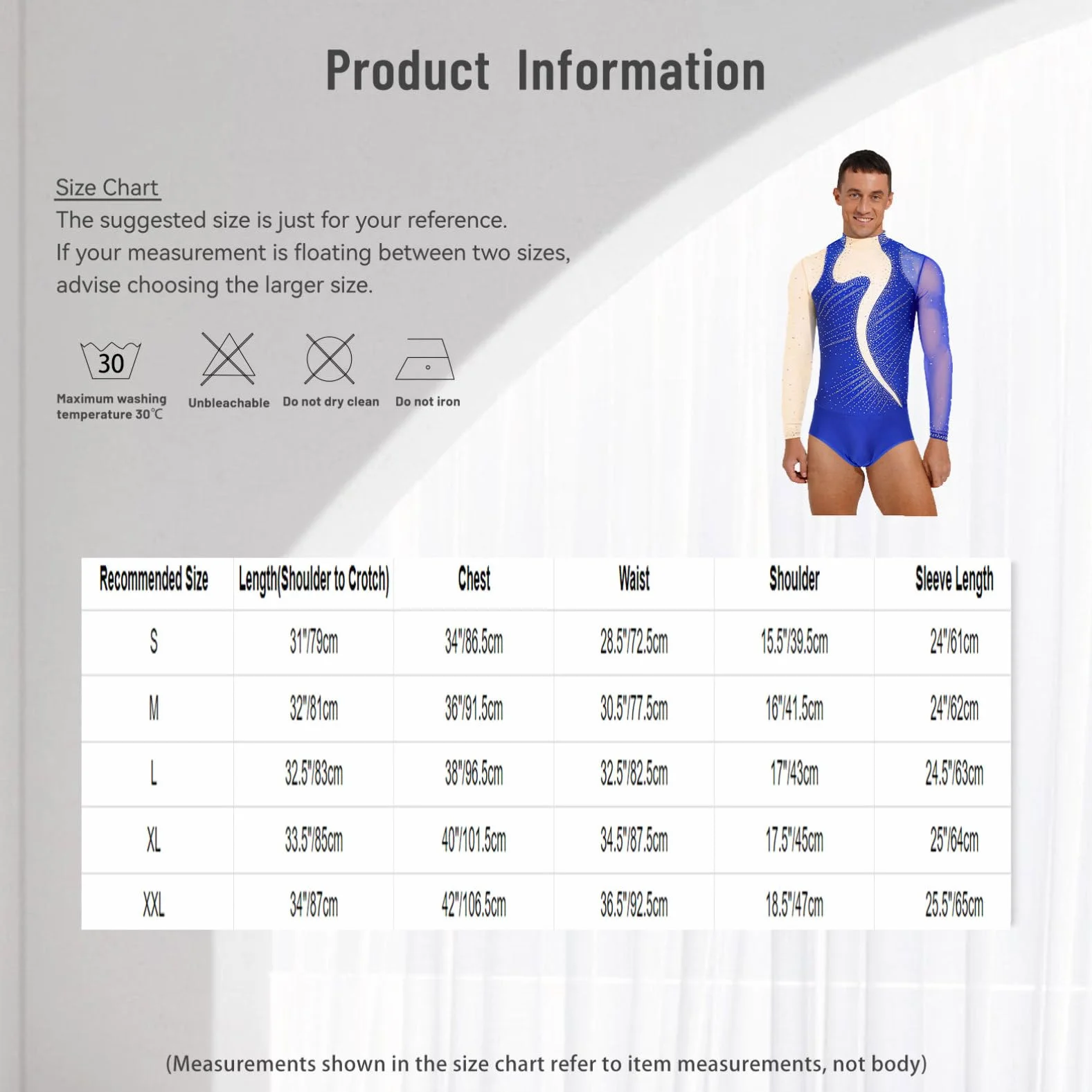 inhzoy Costume Hommes Danse Artistique Paillettes Strass Patinage Figure Ballet Gymnastique