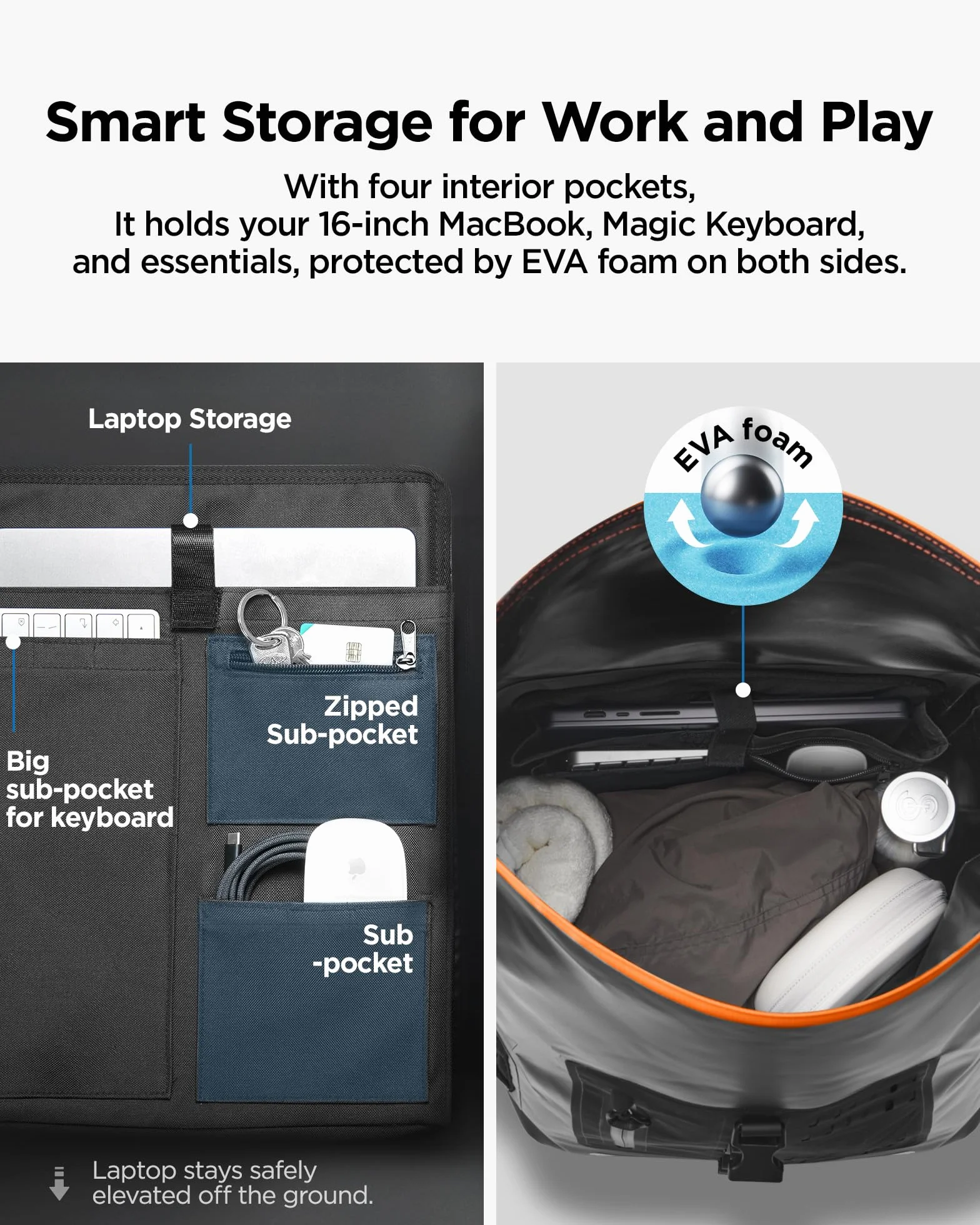 Spigen Aqua Shield A650 Sac à Dos Étanche IPX6 Compatible Ordinateur Portable 16 Pouces Dos Ventilé Noir