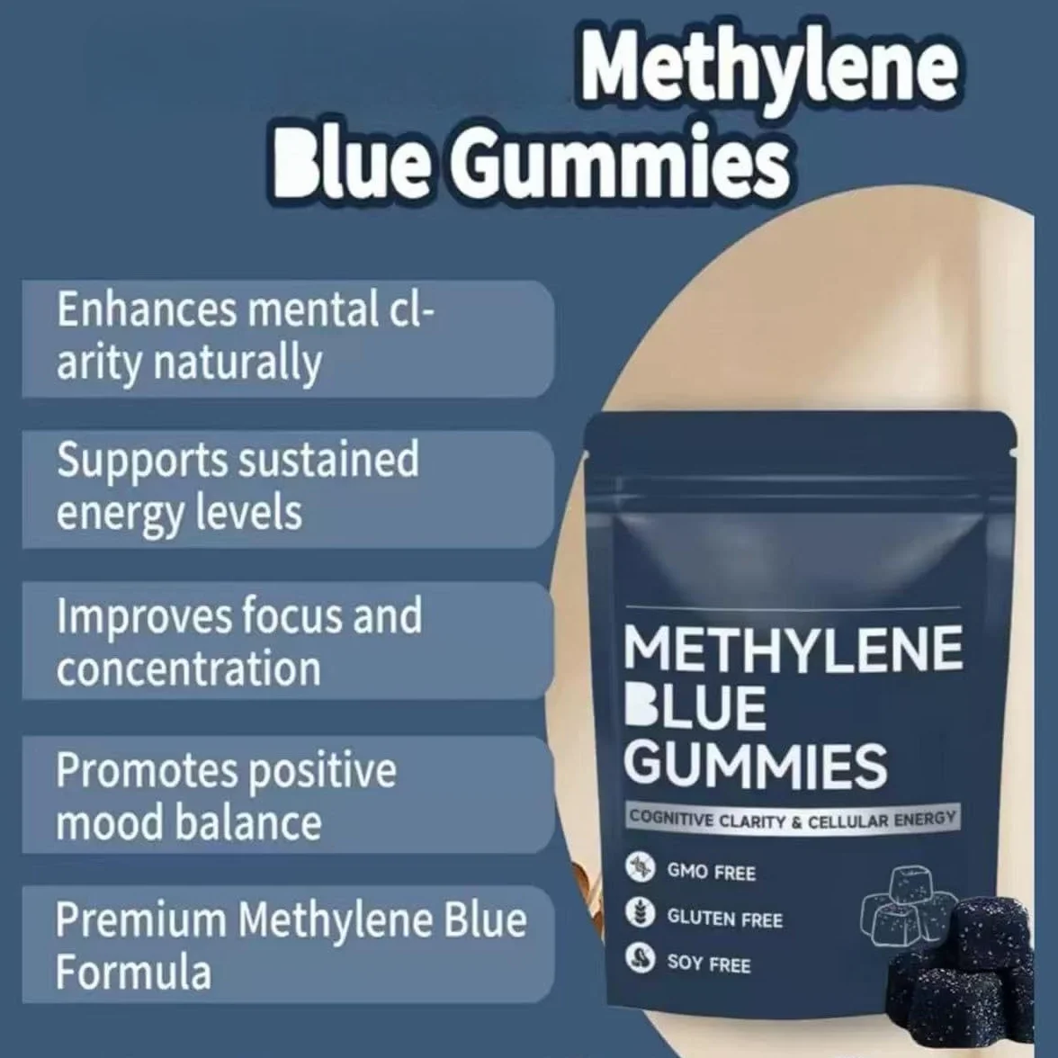 Gummies au bleu de méthylène, fournissant une énergie soutenue - Sans OGM - Végétalien